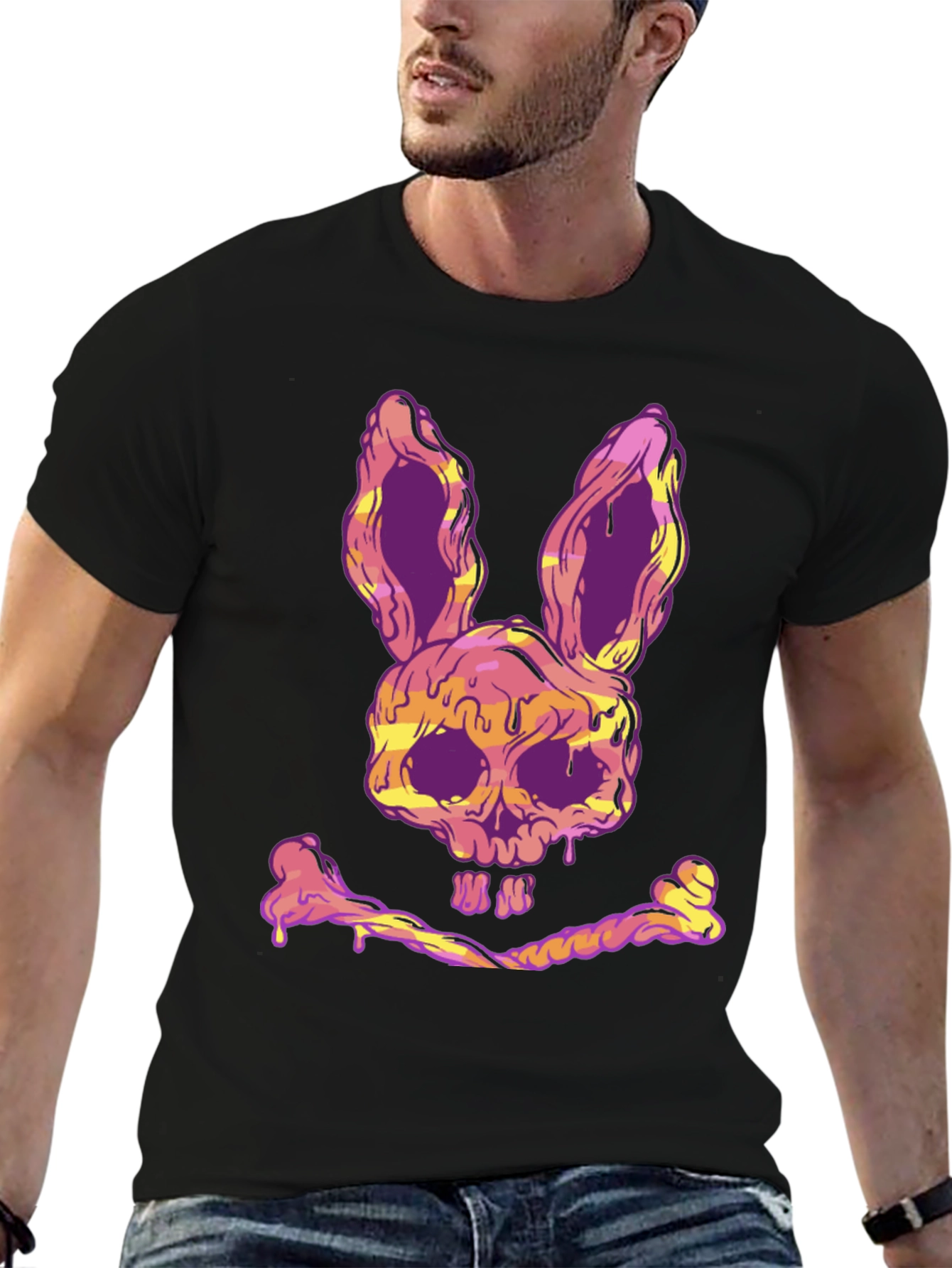 Black Skull Bunny T-Shirt - Edgy Graphic Tee view 6