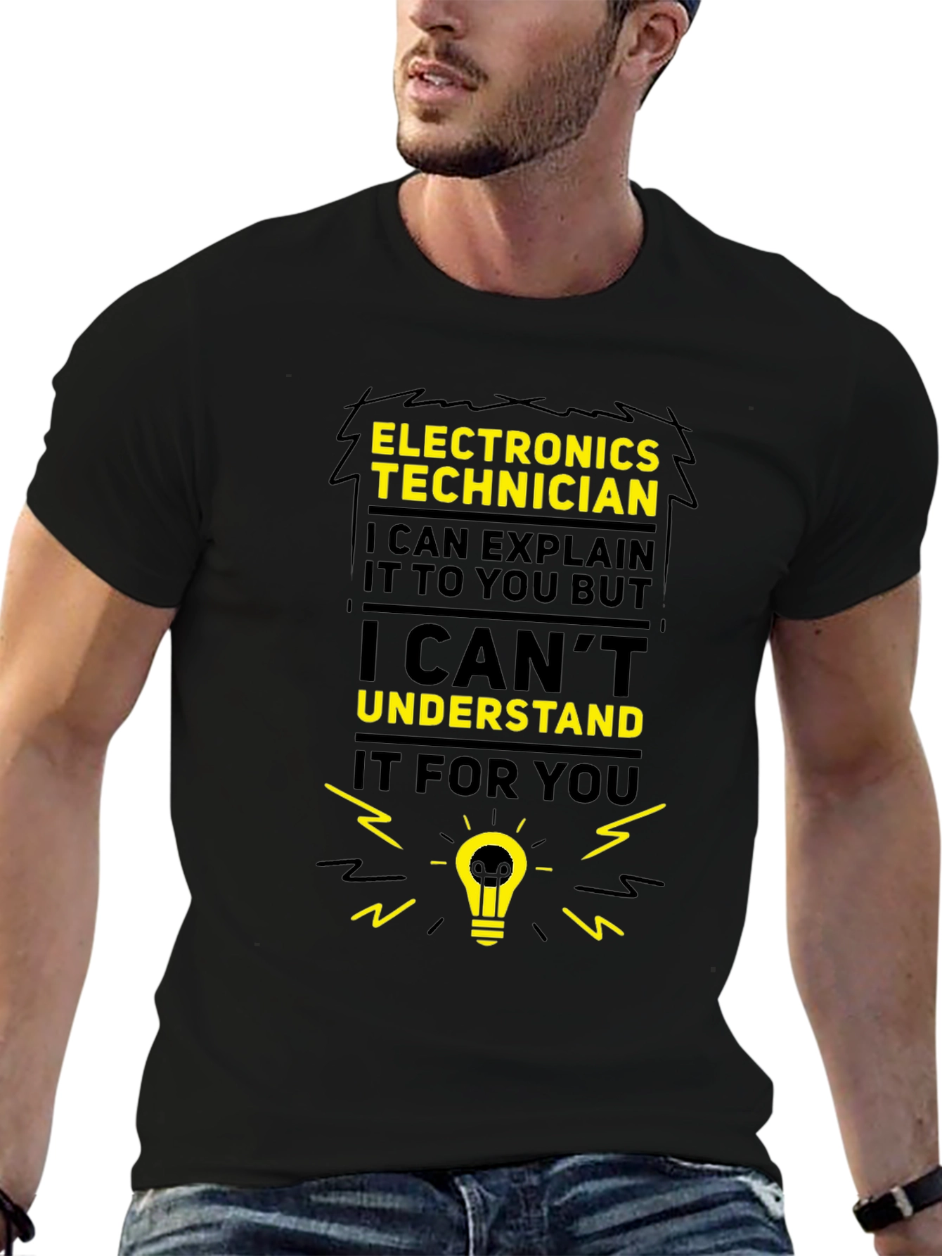 Black Electronics Technician Funny T-Shirt view 6