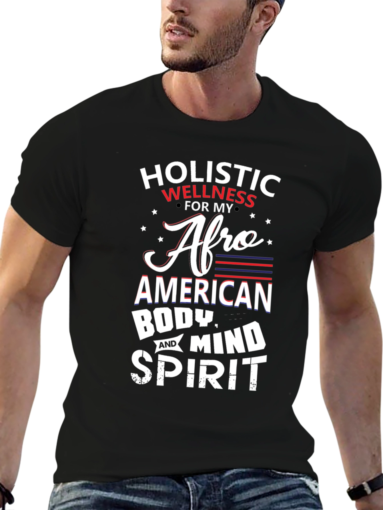 Black Holistic Wellness Afro American T-Shirt view 6