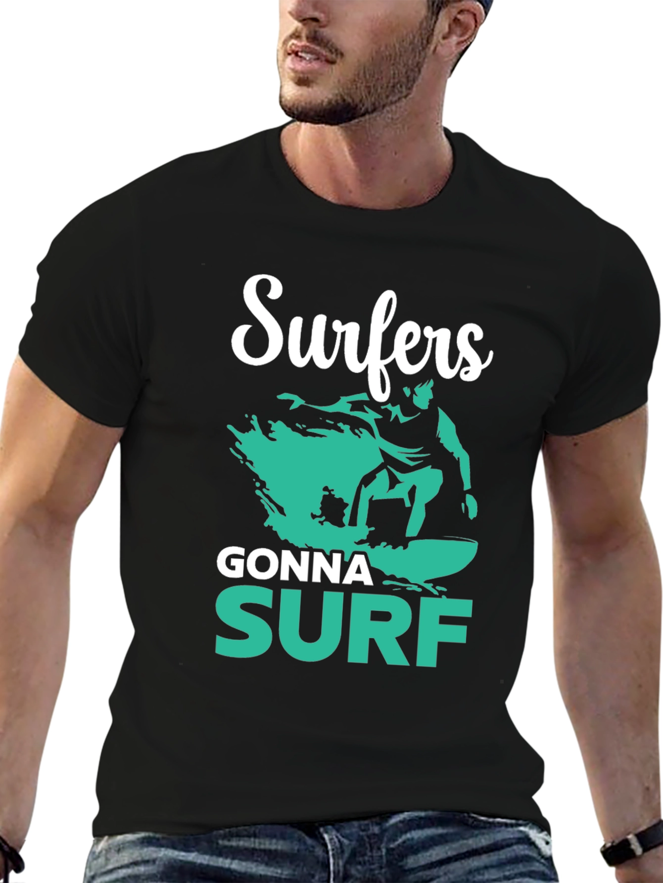 Black Surfers Gonna Surf Graphic Tee view 6