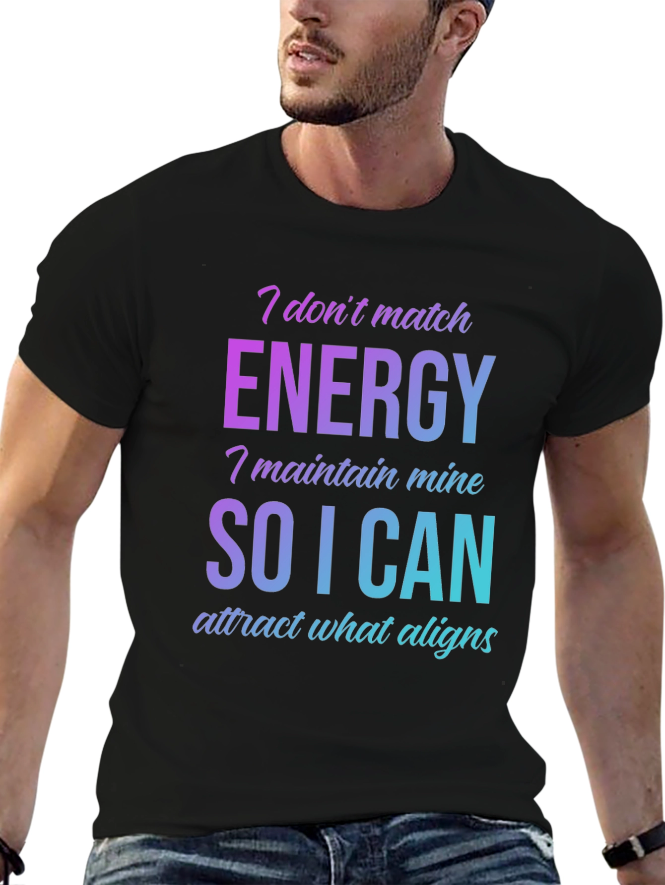 Black Energy Alignment Graphic Tee - Trendy Black Shirt view 6