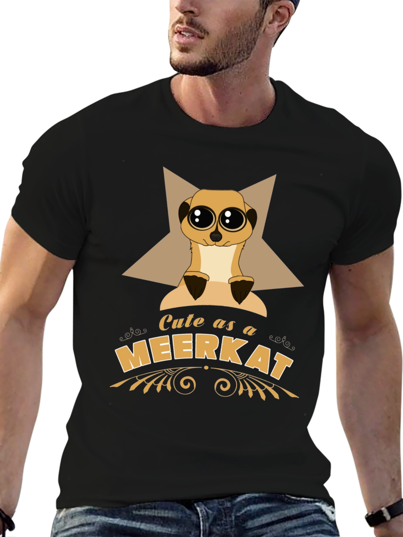 Black Cute as a Meerkat T-Shirt view 6