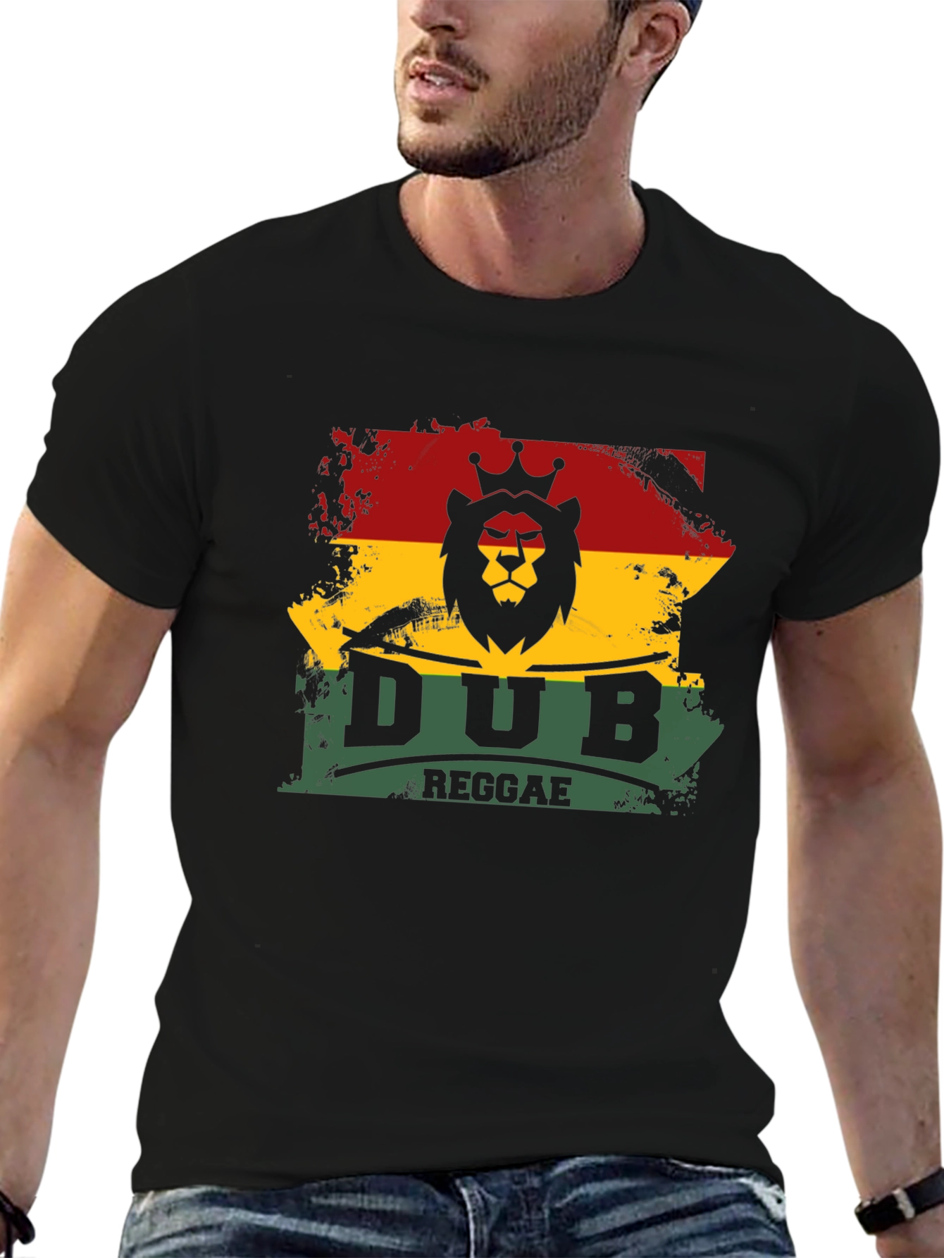Black Rasta Lion Dub Reggae T-Shirt view 6