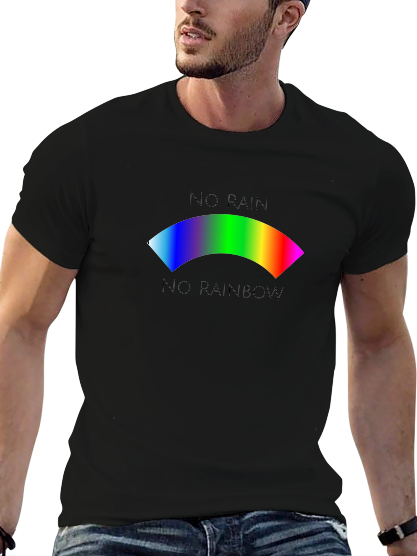 Black No Rain No Rainbow Graphic T-Shirt view 6