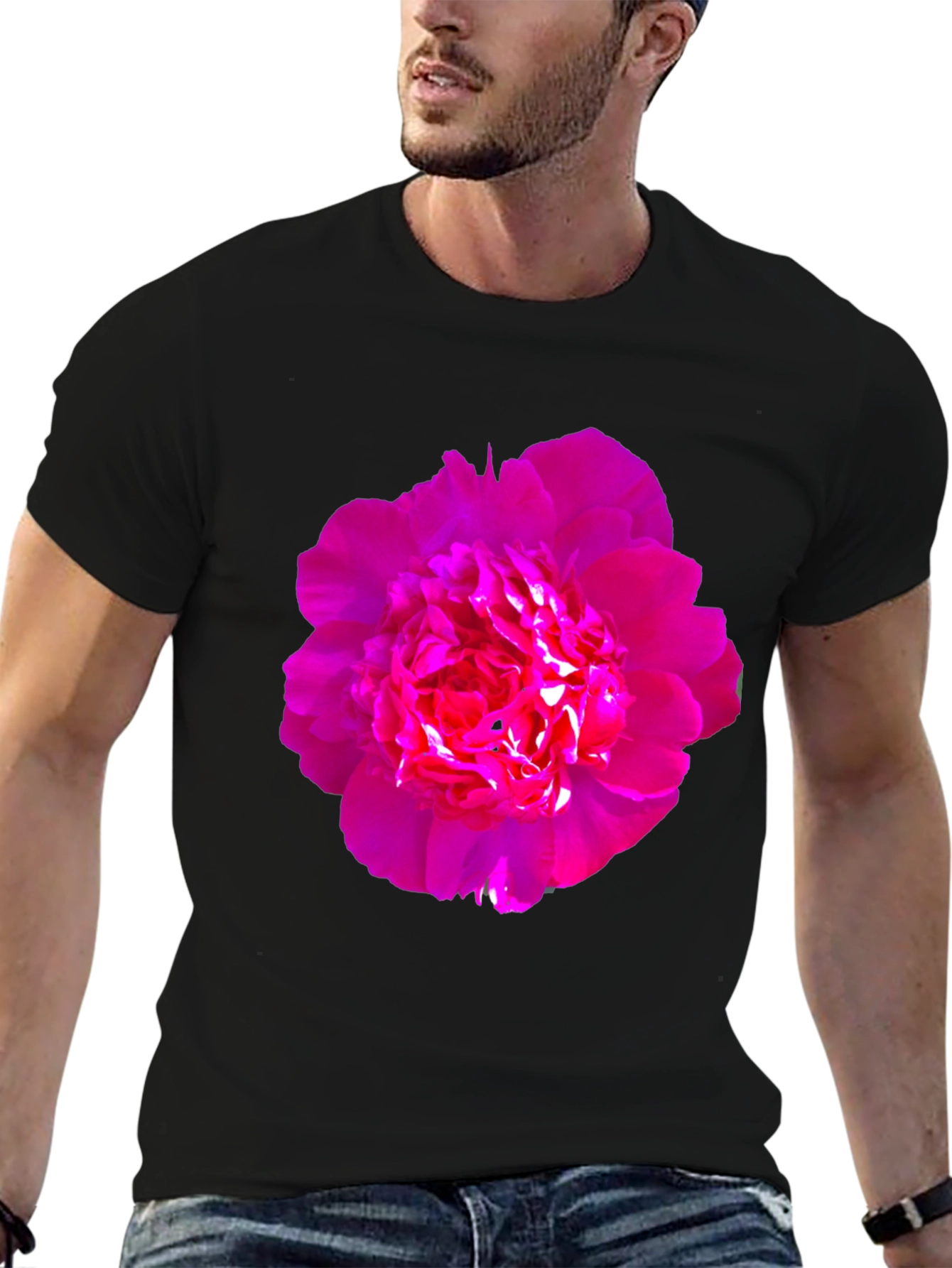 Black Floral Print Black T-Shirt view 6
