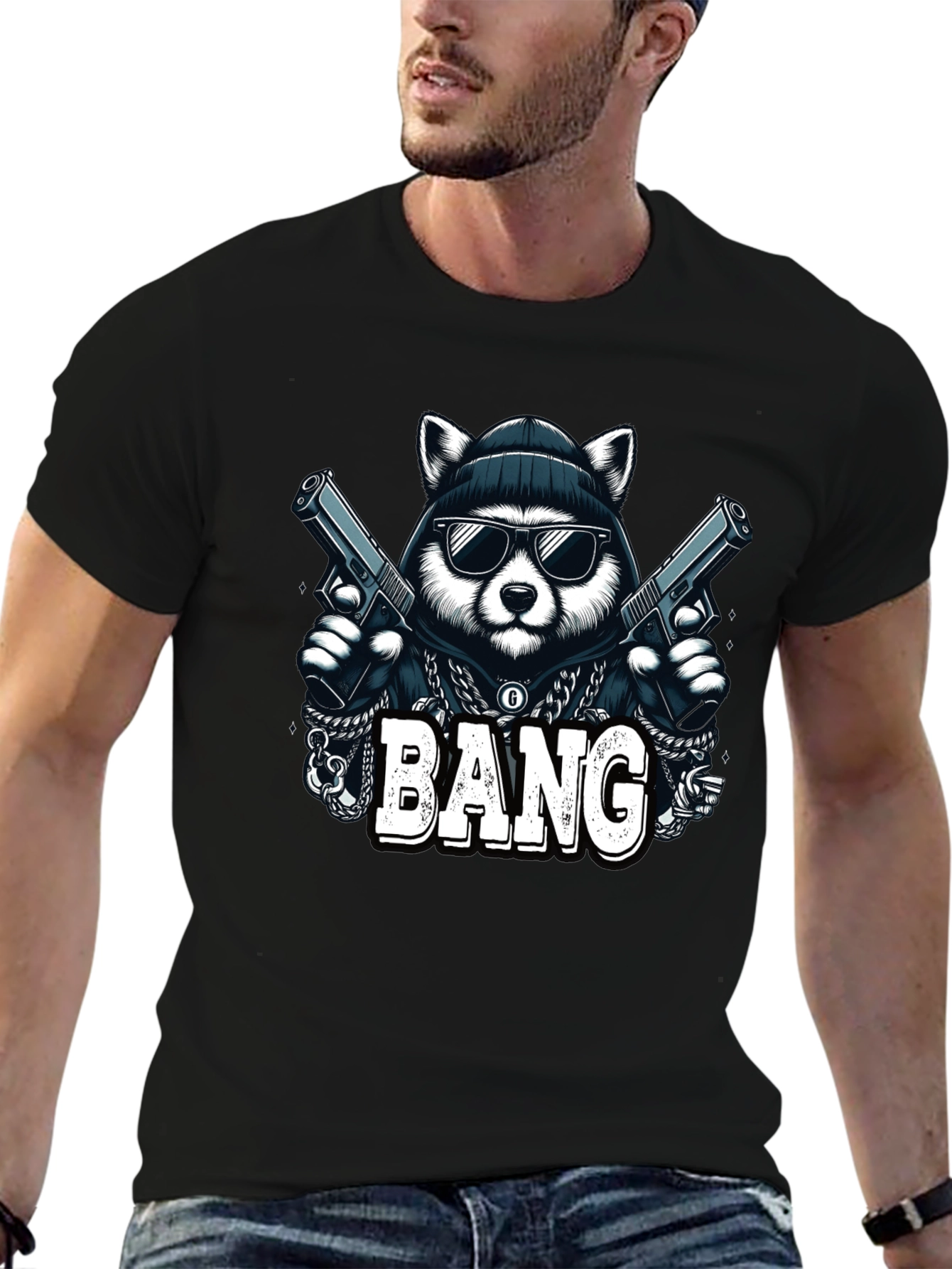 Black Raccoon Gangster Graphic Tee view 6