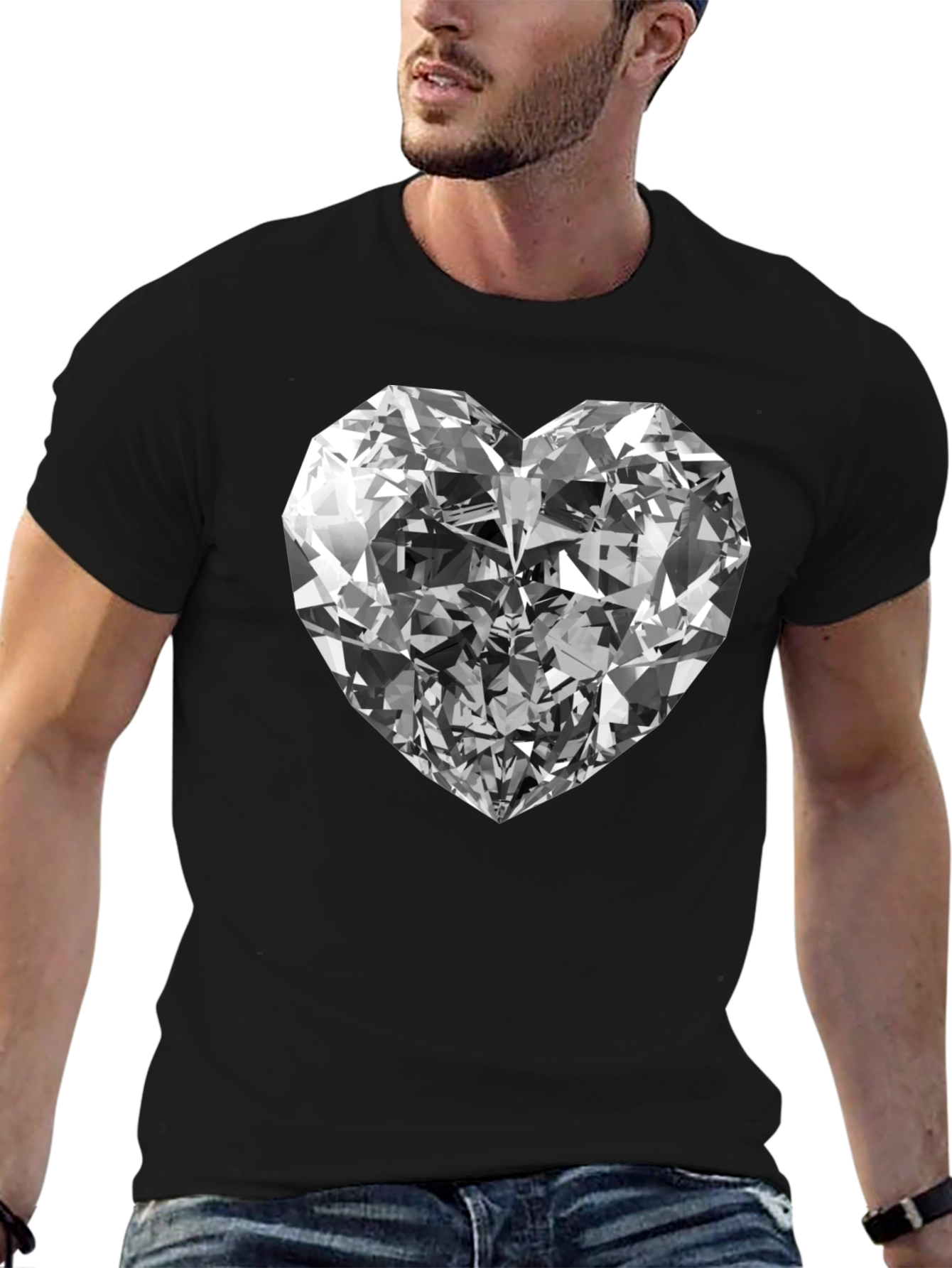Black Diamond Heart Graphic Tee - Black view 6