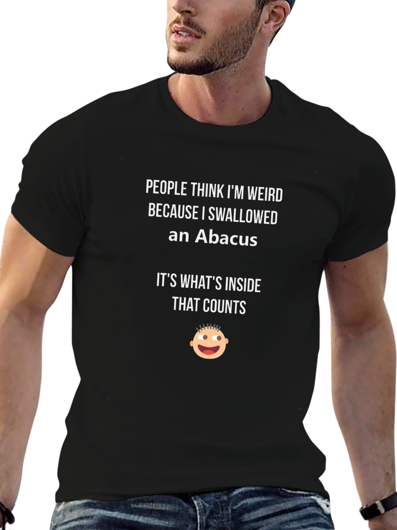 Black Funny Abacus T-Shirt: It's What's Inside That Counts! view 6