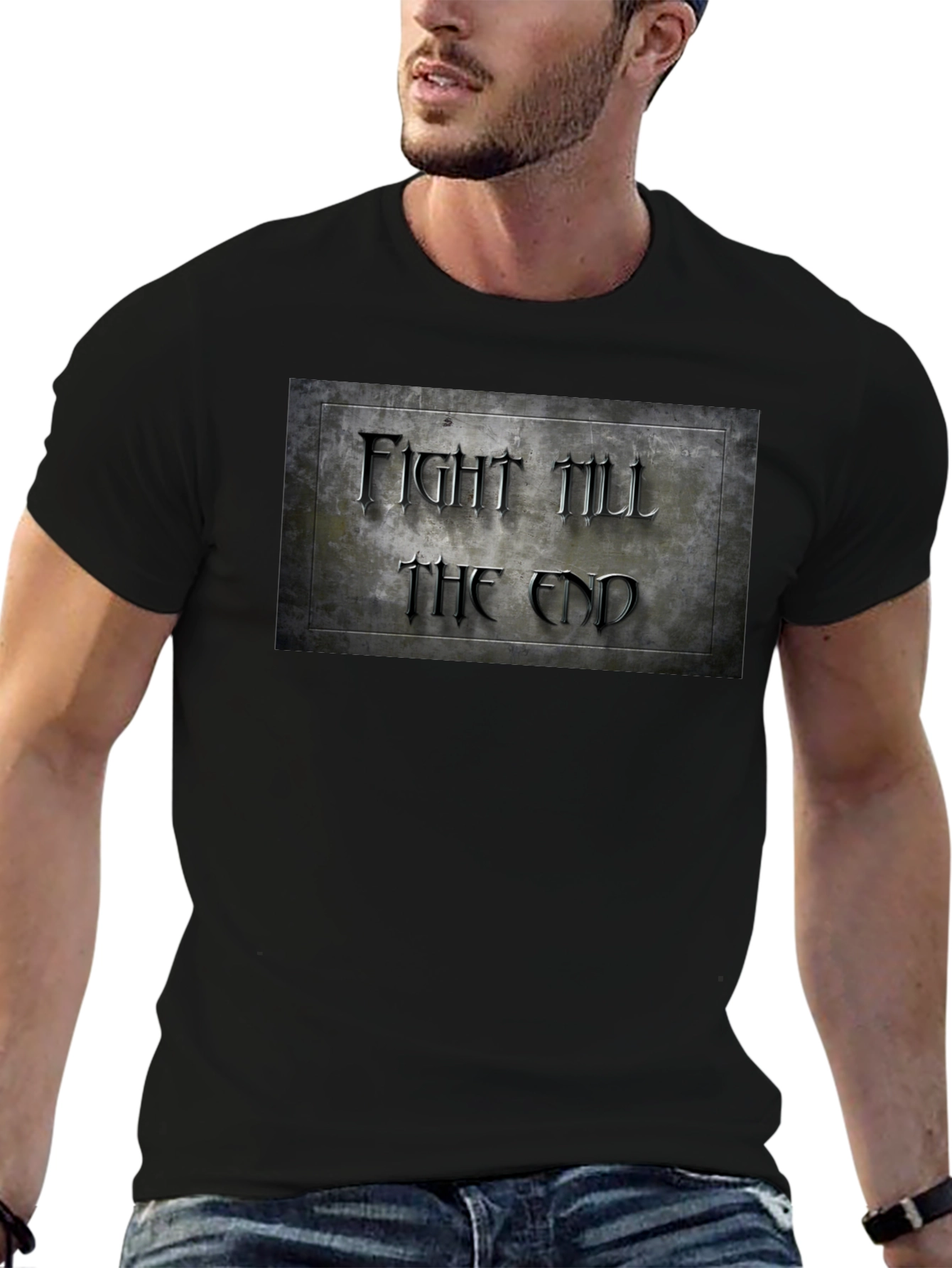 Black Fight Till The End Graphic T-Shirt view 6