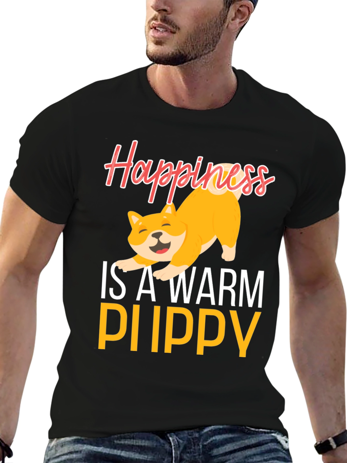 Black Happiness is a Warm Puppy Graphic Tee view 6