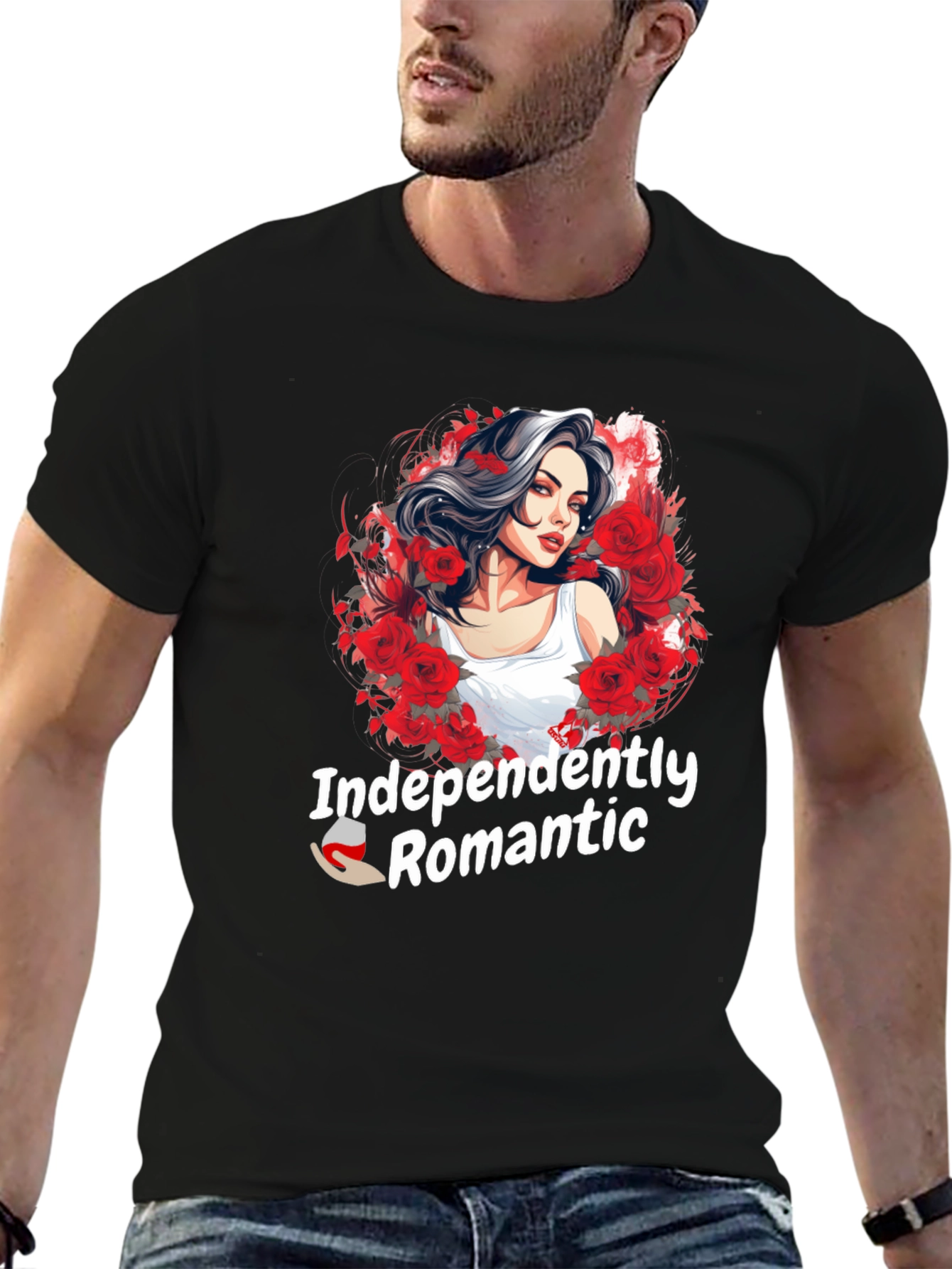 Black Independently Romantic Graphic T-Shirt view 6