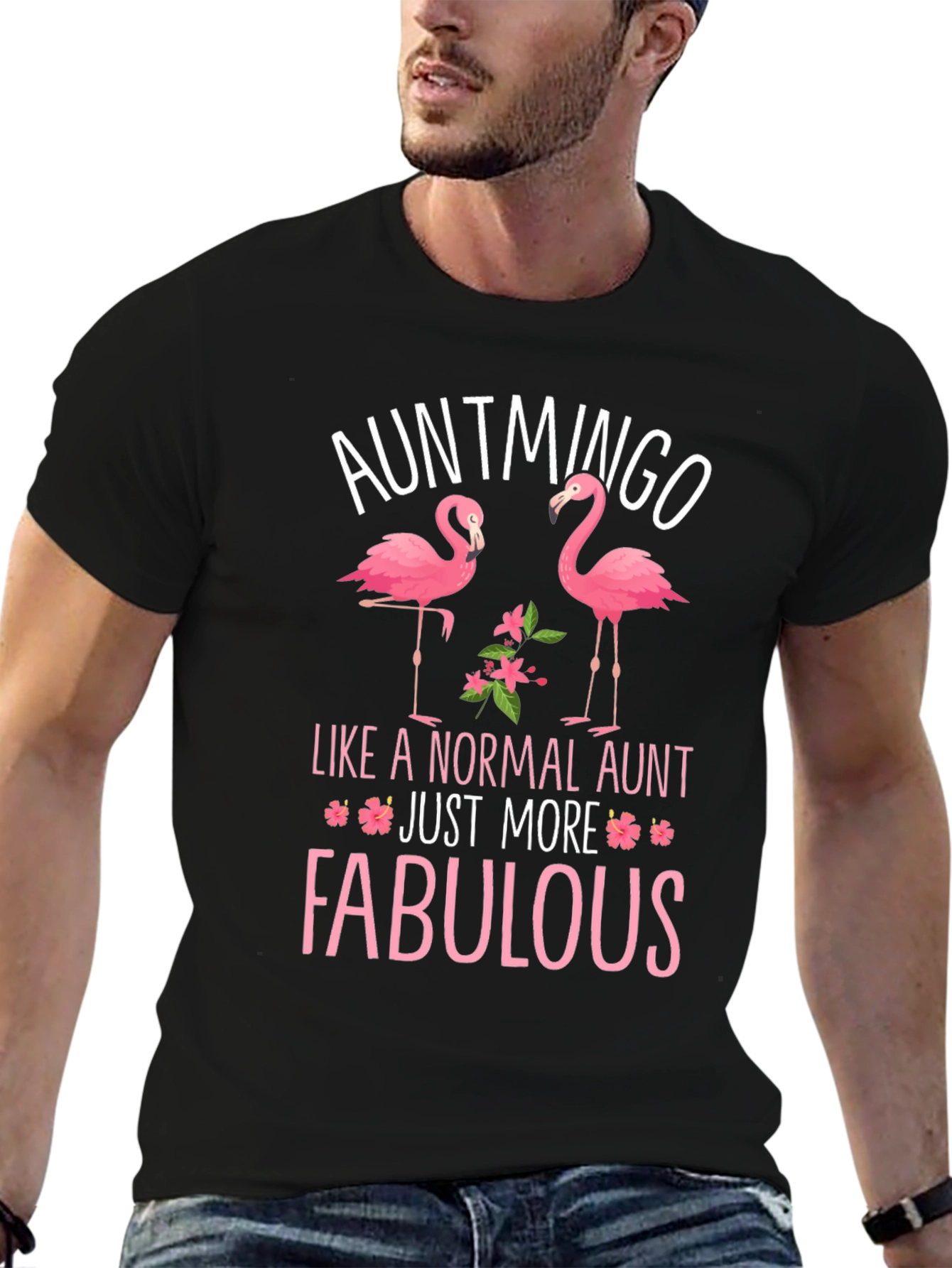 Black Auntmingo Flamingo Graphic T-Shirt - Fabulous Aunt Tee view 6