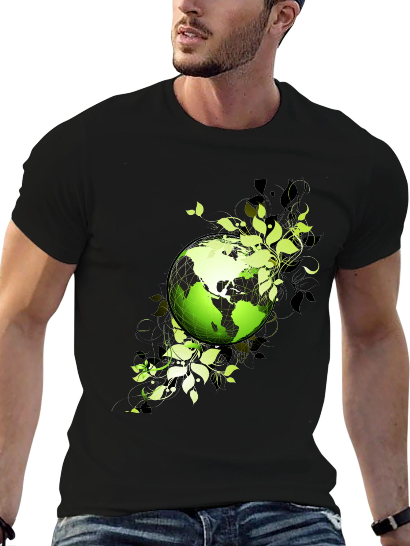 Black Eco Earth Graphic T-Shirt - Black view 6