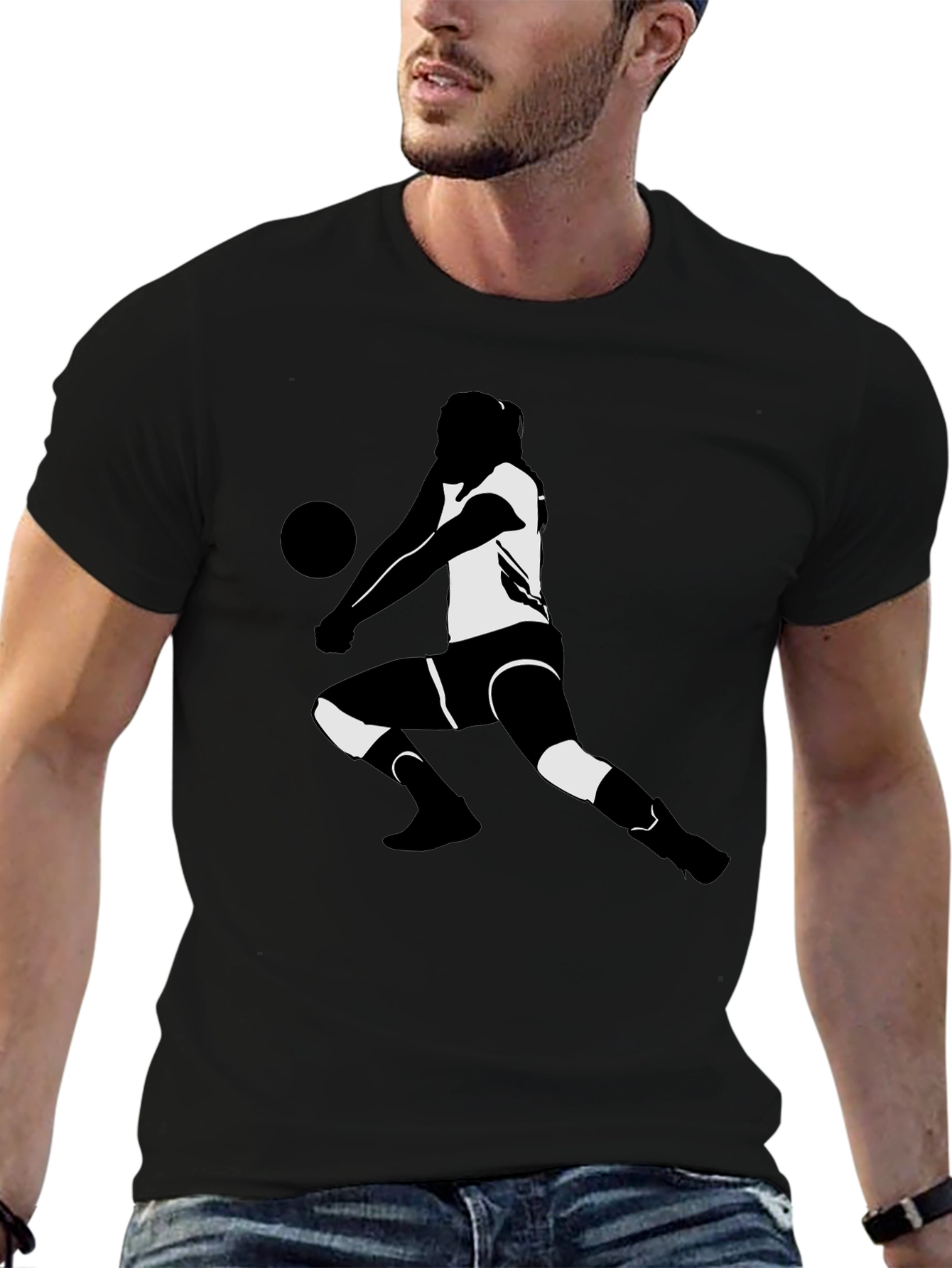 Black Volleyball Player Graphic Tee - Black T-Shirt view 6