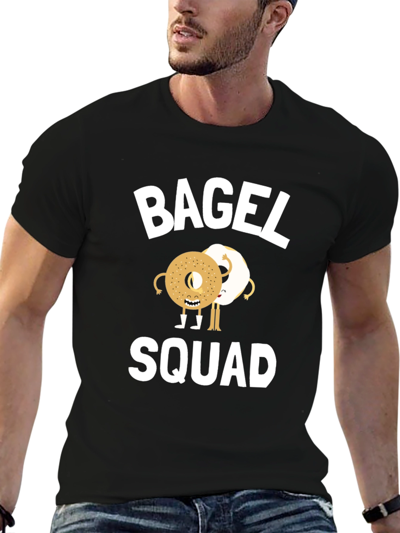 Black Bagel Squad Graphic Tee - Funny Foodie T-Shirt view 6