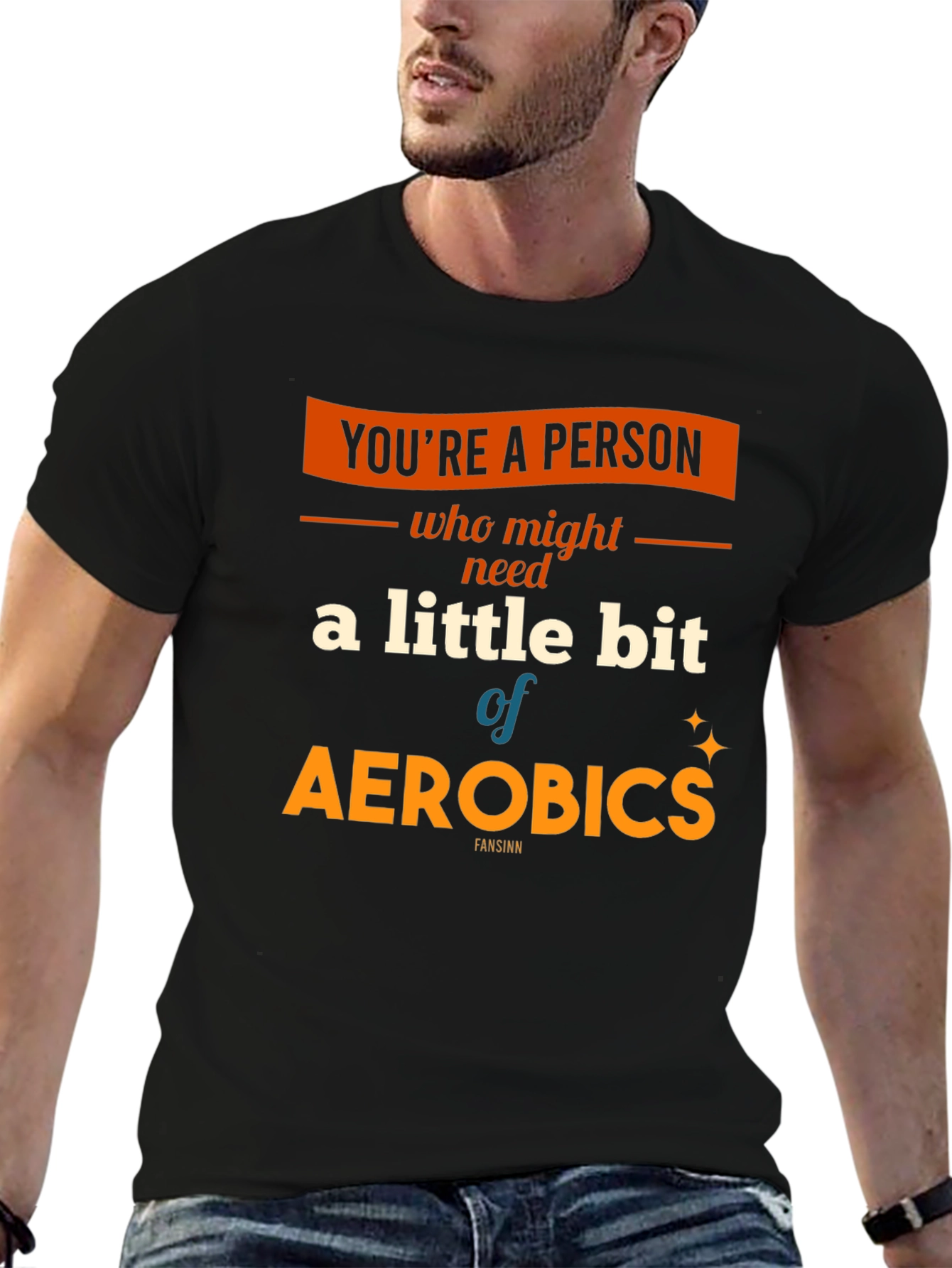 Black Aerobics T-Shirt: A Little Bit of Exercise Fun! view 6