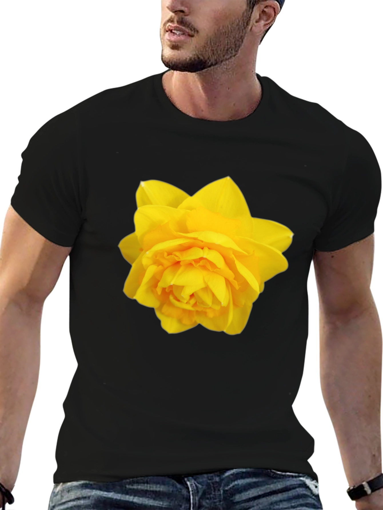 Black Yellow Floral Print T-Shirt - Stylish Men's Casual Wear view 6
