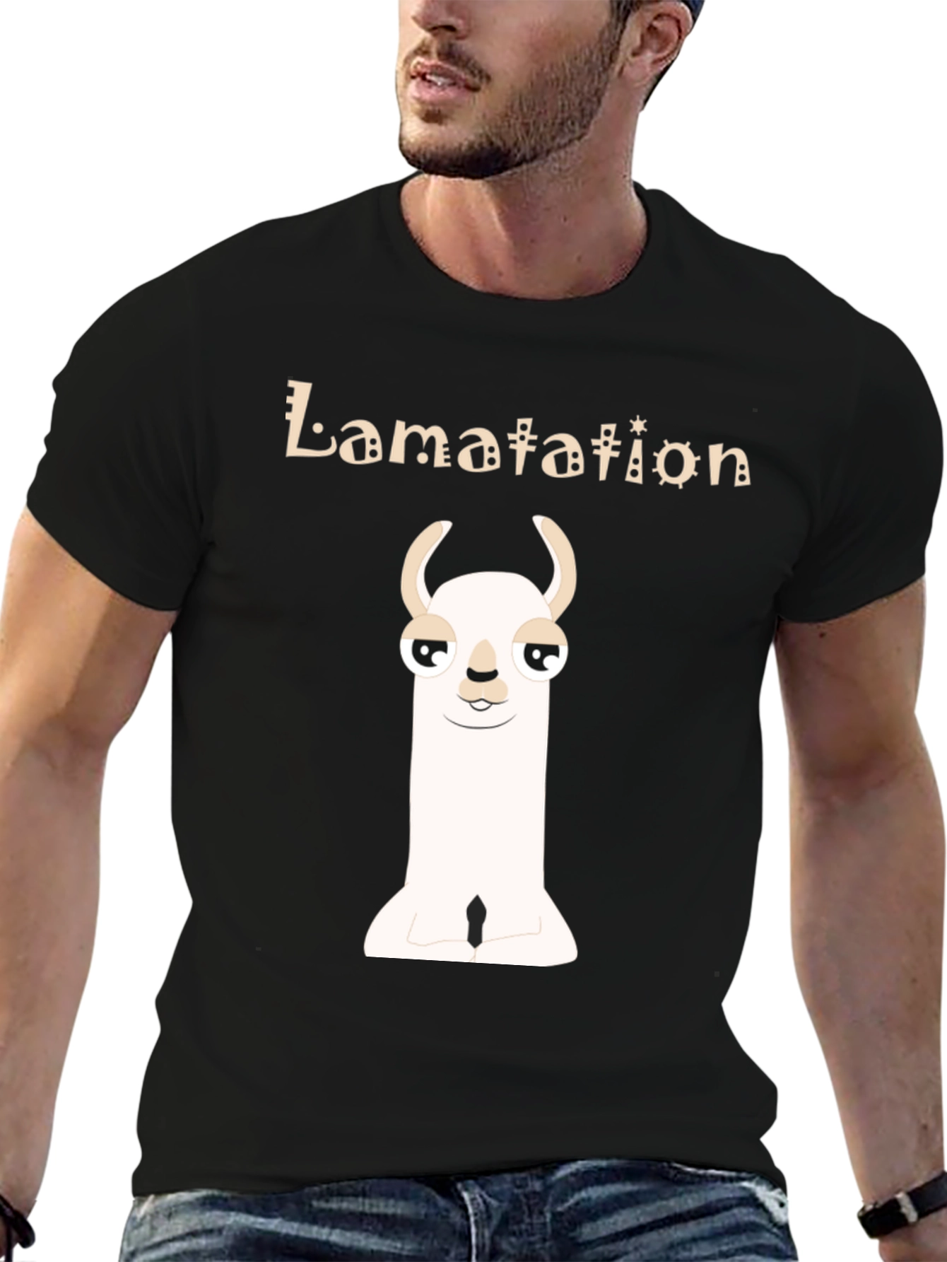 Black Lamatation Llama Graphic Tee view 6