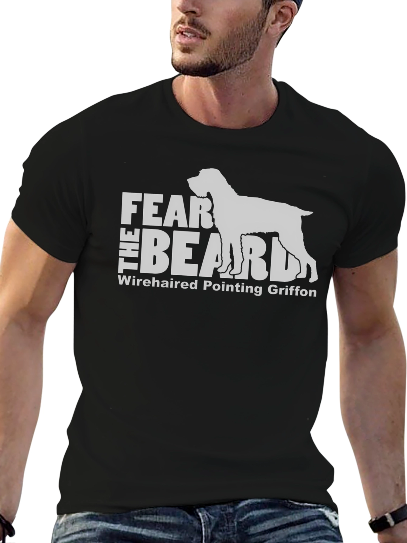 Black Fear The Beard Wirehaired Pointing Griffon T-Shirt view 6
