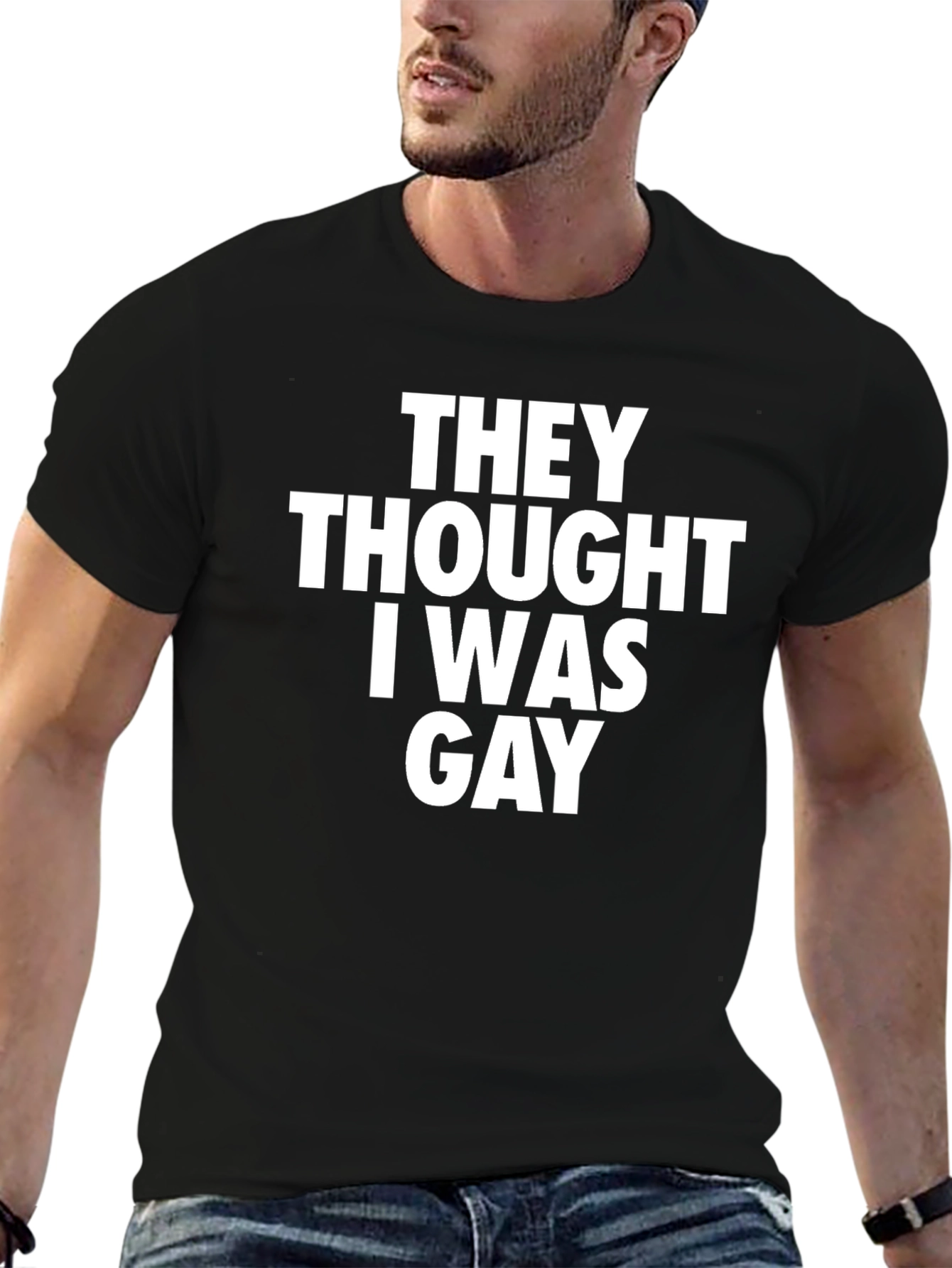 Black They Thought I Was Gay Graphic Tee view 6