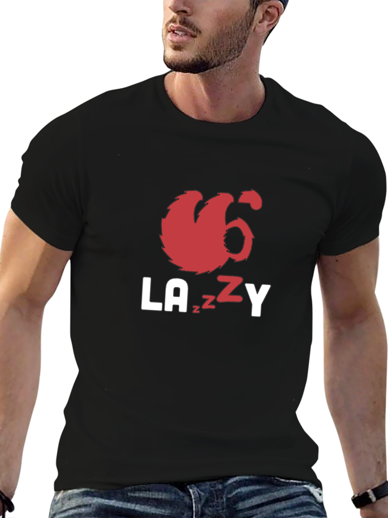 Black Lazy Sloth Graphic Tee - Black Unisex T-Shirt view 6