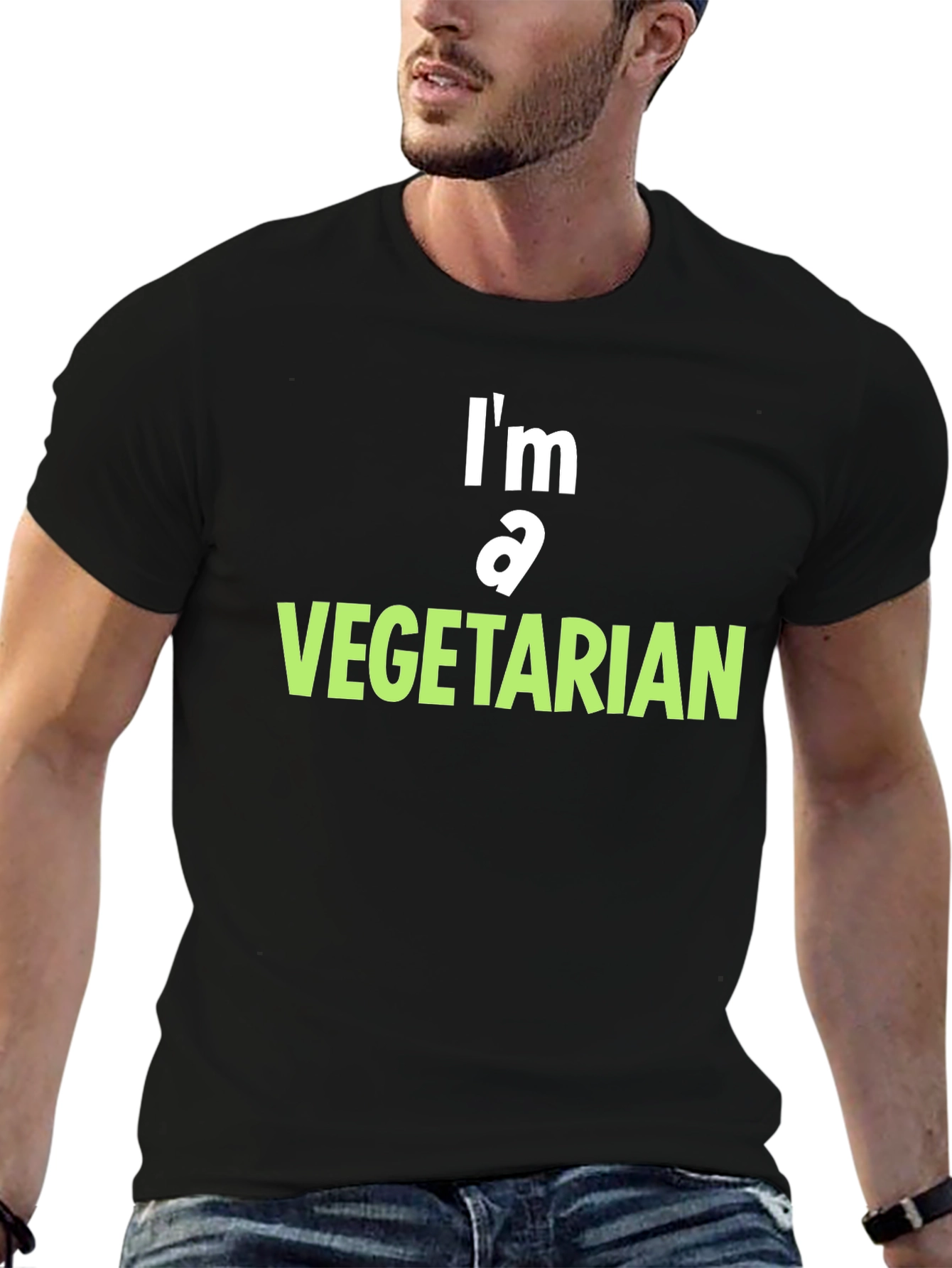Black Vegetarian T-Shirt - Bold Statement Tee view 6