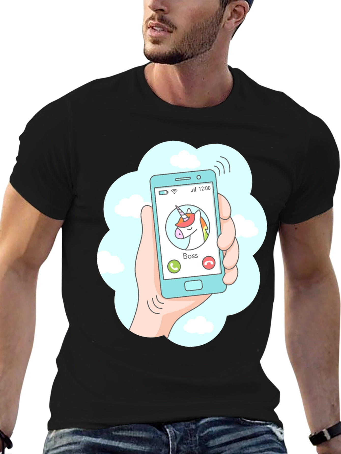 Black Unicorn Boss Calling T-Shirt view 6