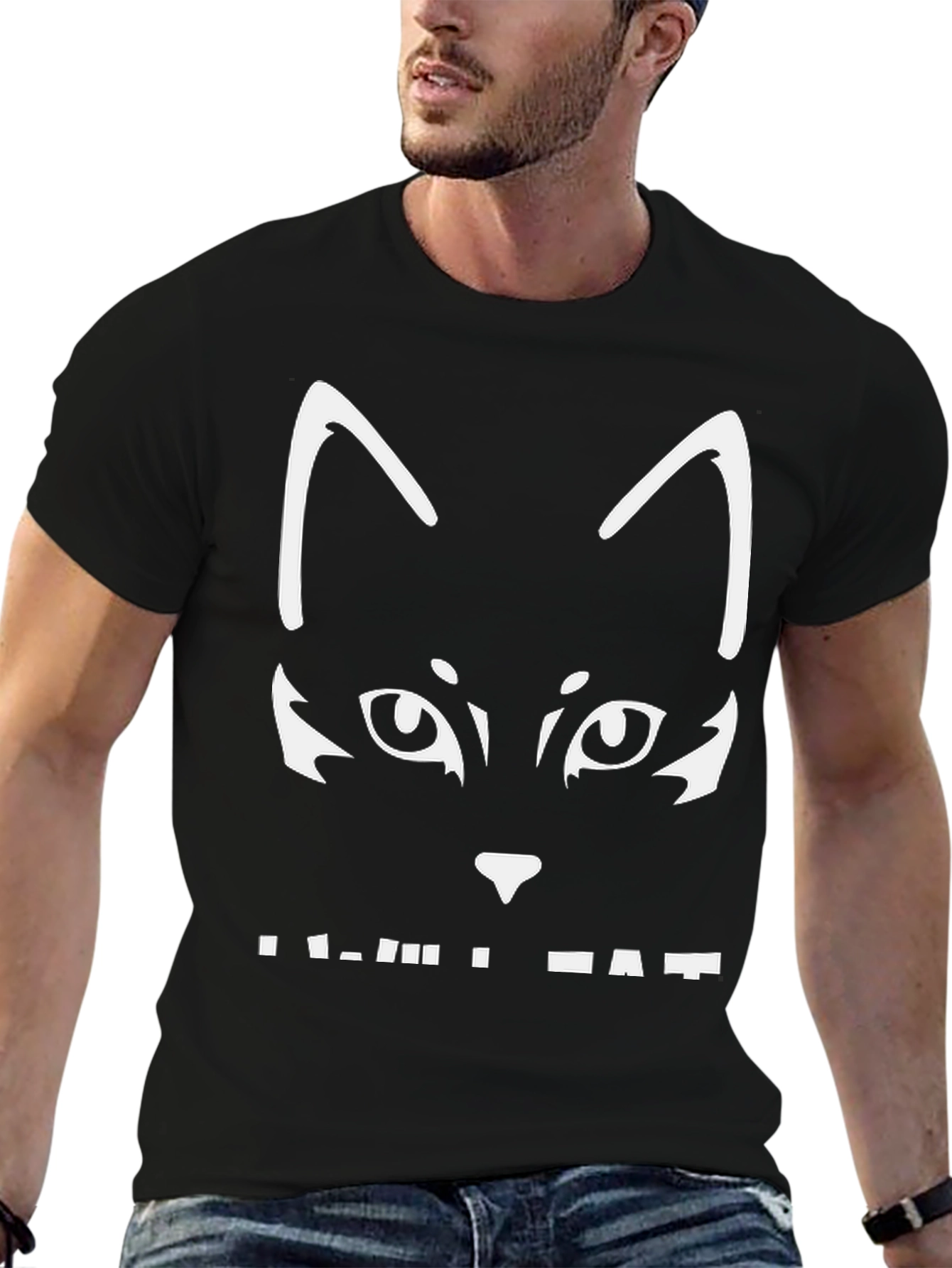 Black Black Cat Graphic Tee - Cool & Casual view 6