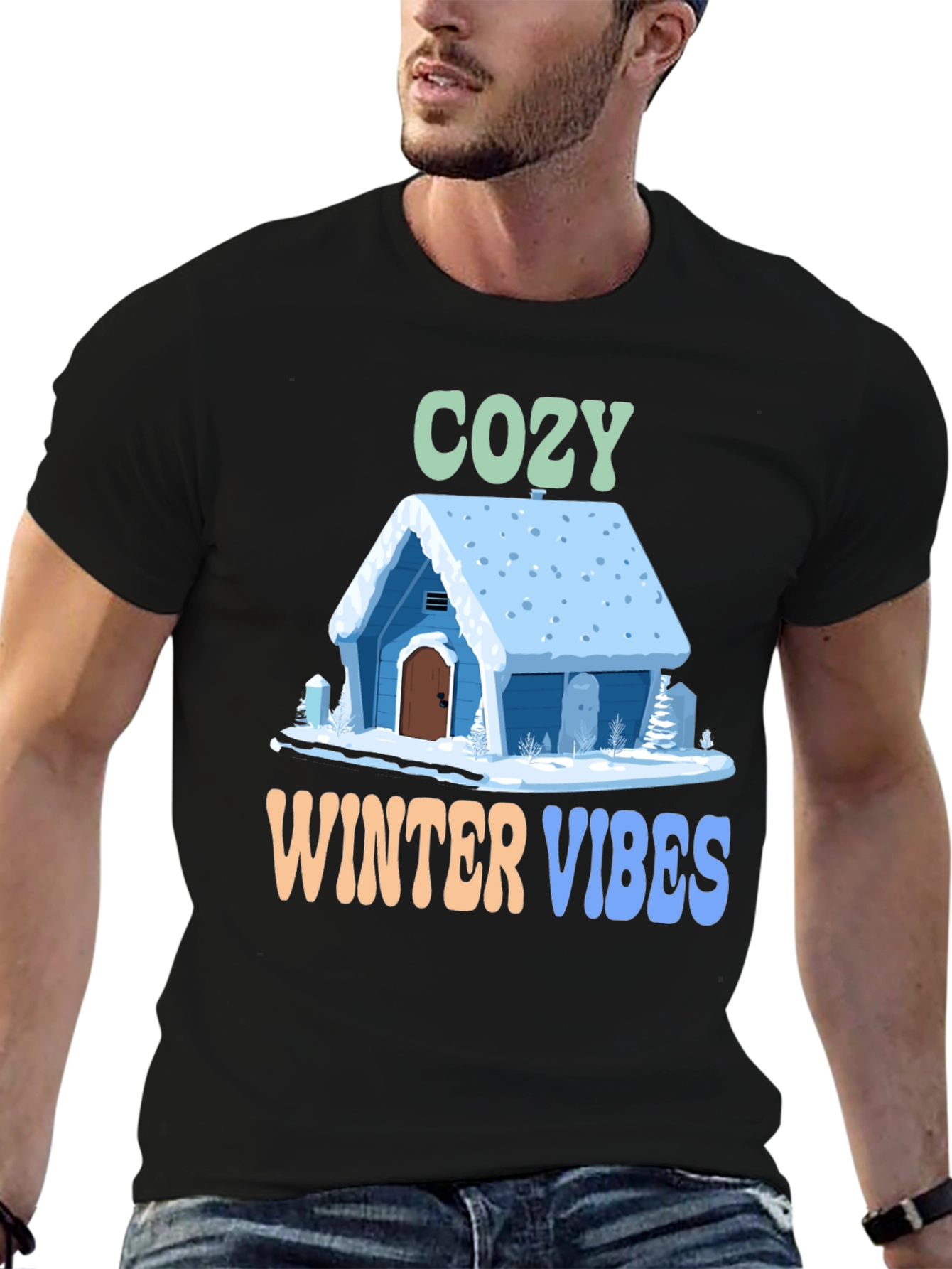 Black Cozy Winter Vibes Graphic Tee view 6
