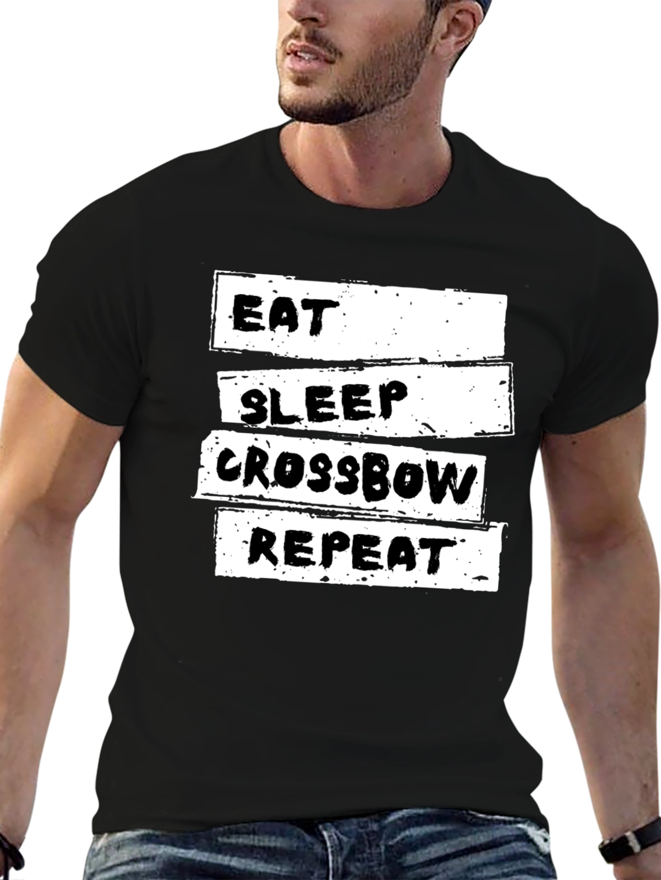 Black Eat Sleep Crossbow Repeat T-Shirt view 6