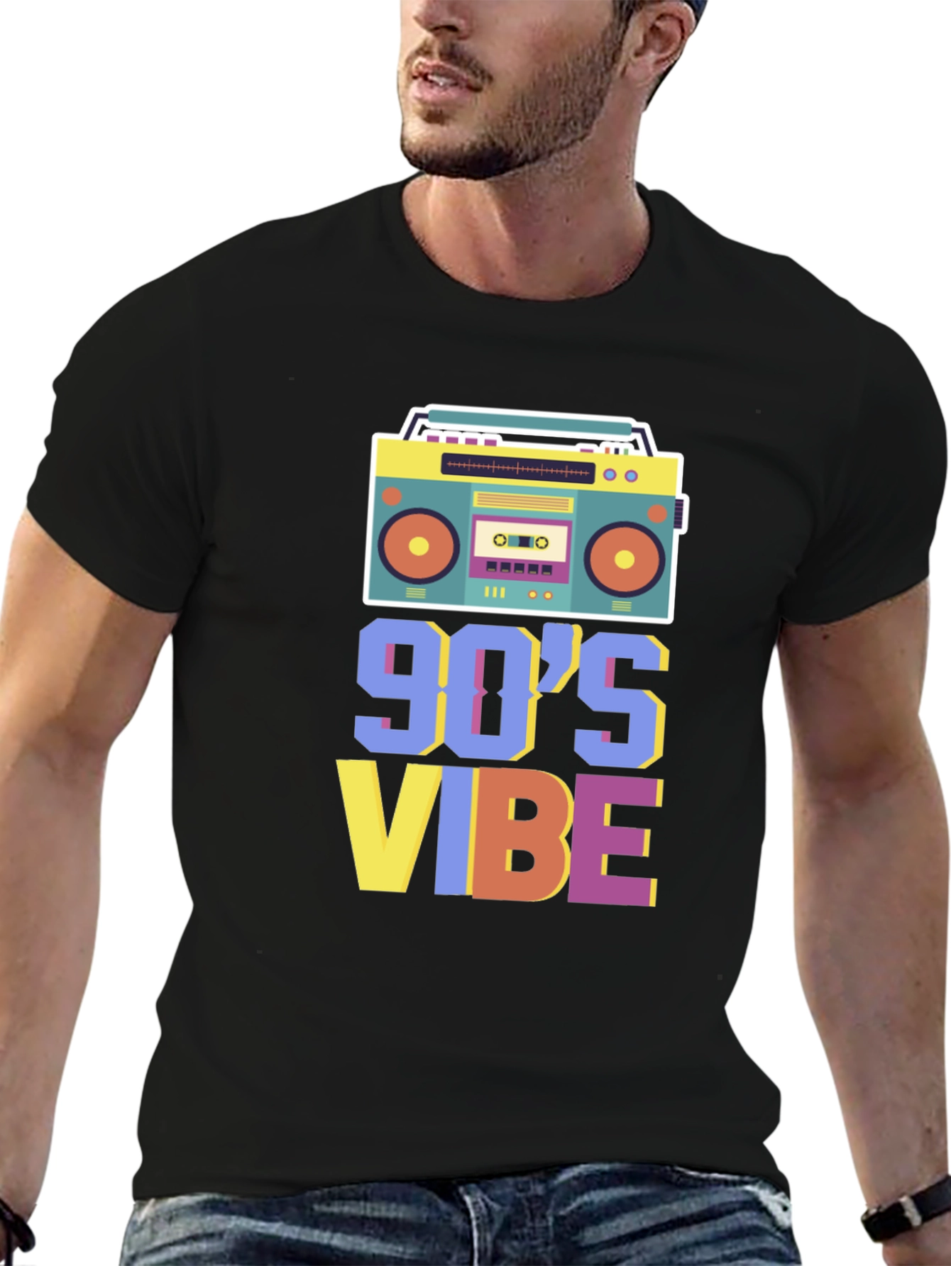 Black Retro 90's Vibe Graphic Tee view 6
