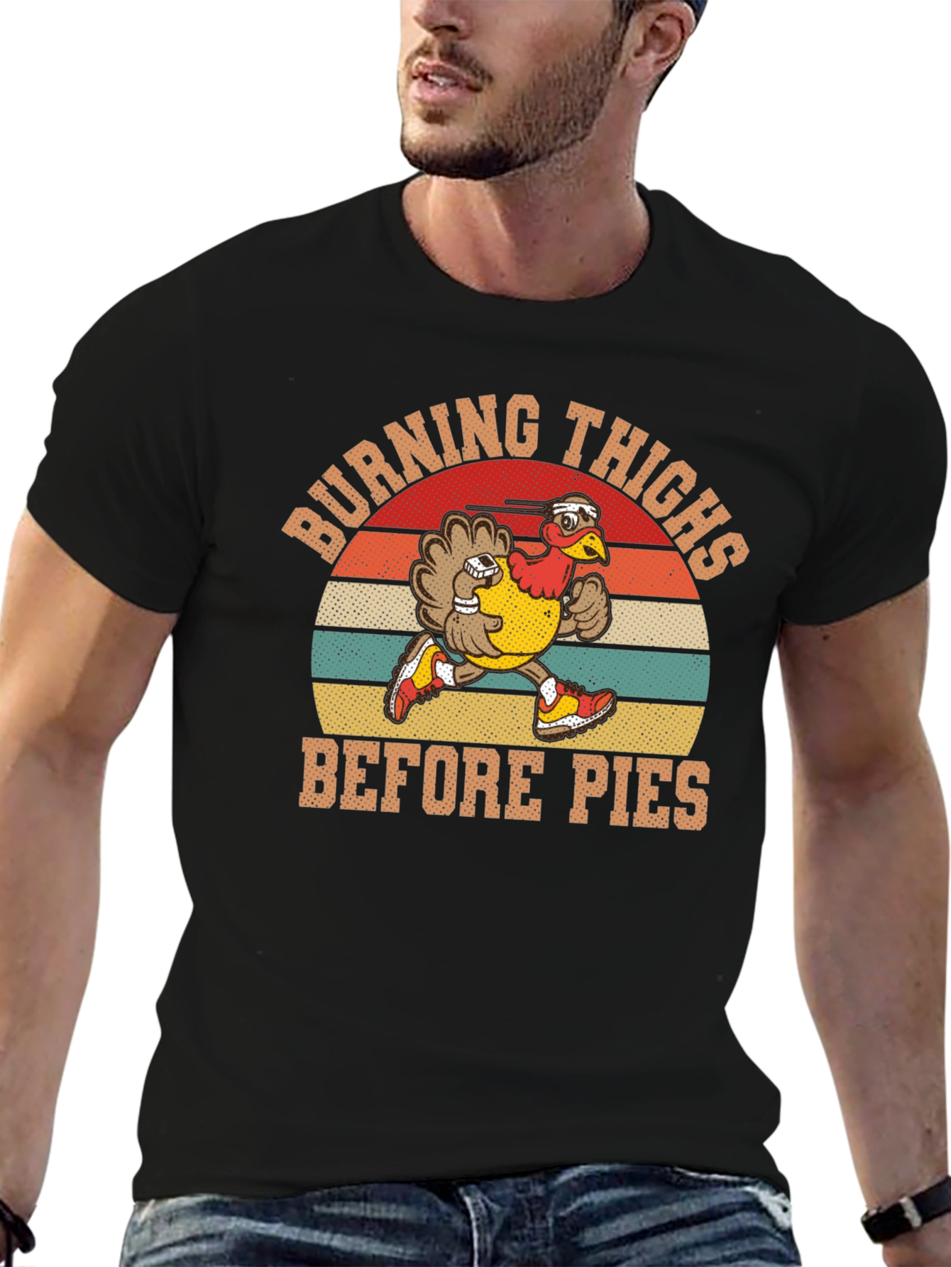 Black Burning Thighs Before Pies Turkey Thanksgiving T-Shirt view 6