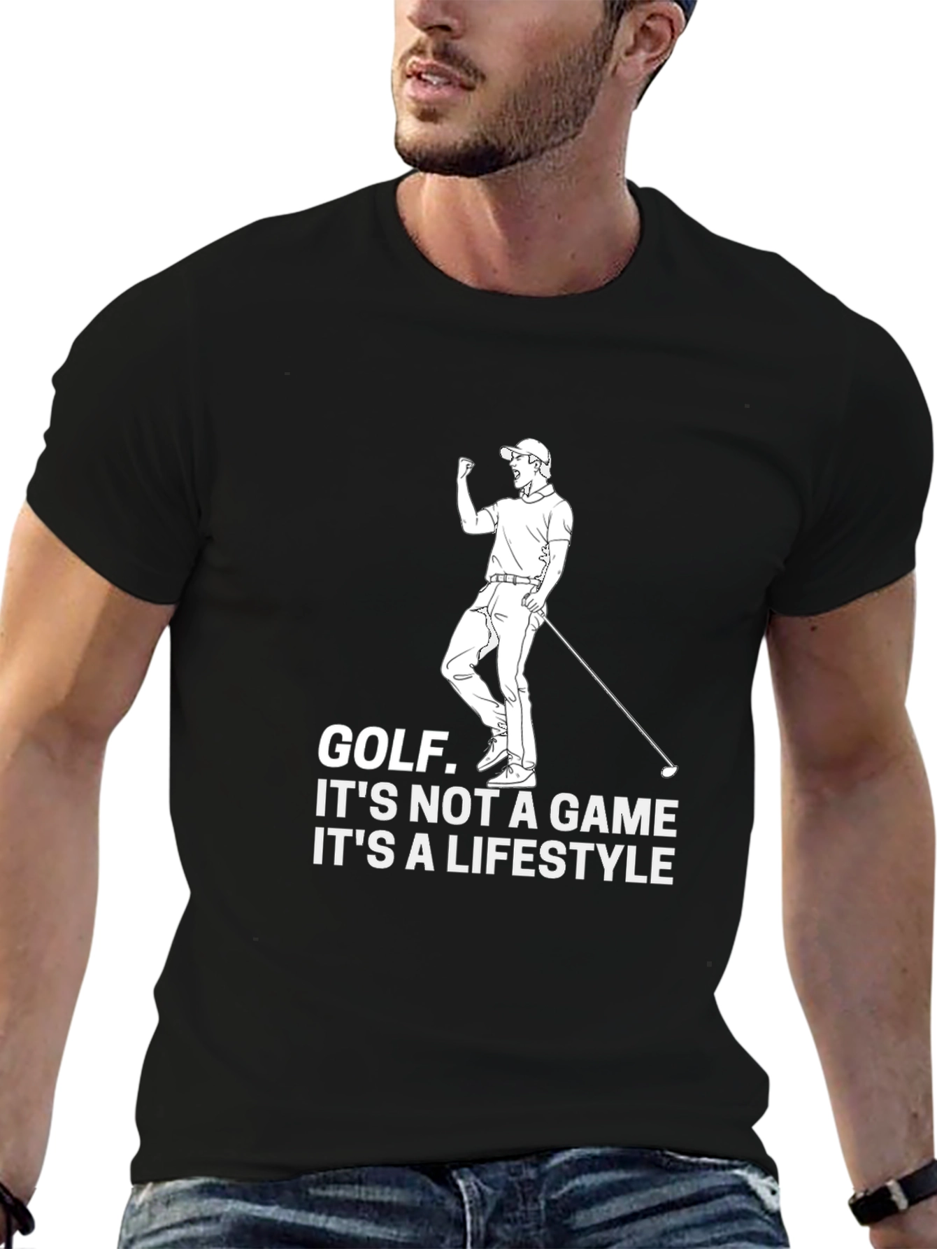 Black Golf Lifestyle T-Shirt - Black Cotton Graphic Tee view 6
