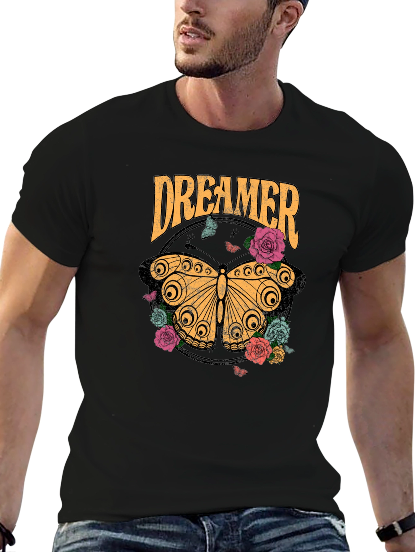 Black Dreamer Butterfly Graphic T-Shirt view 6