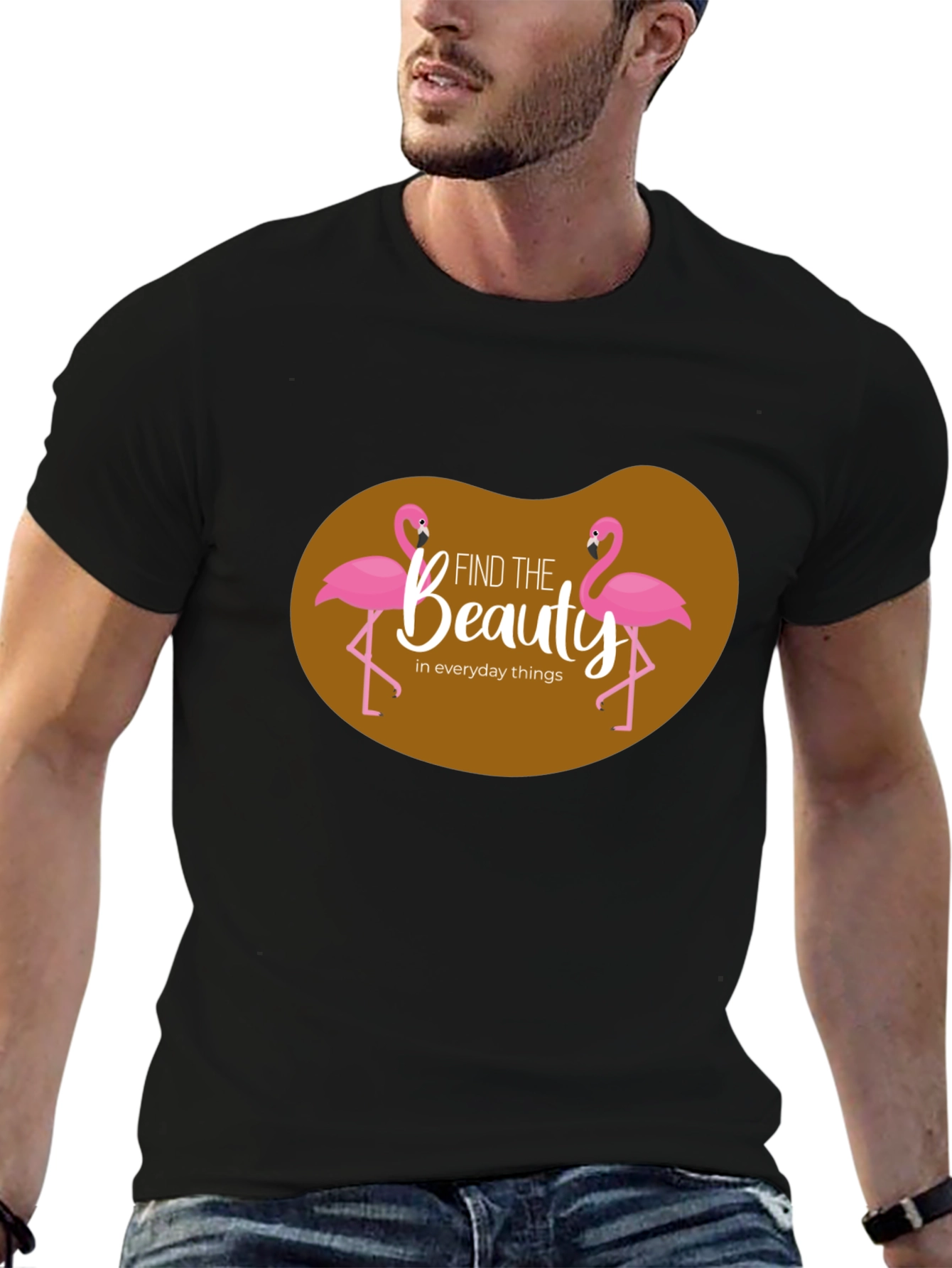 Black Find Beauty Flamingo Graphic T-Shirt view 6