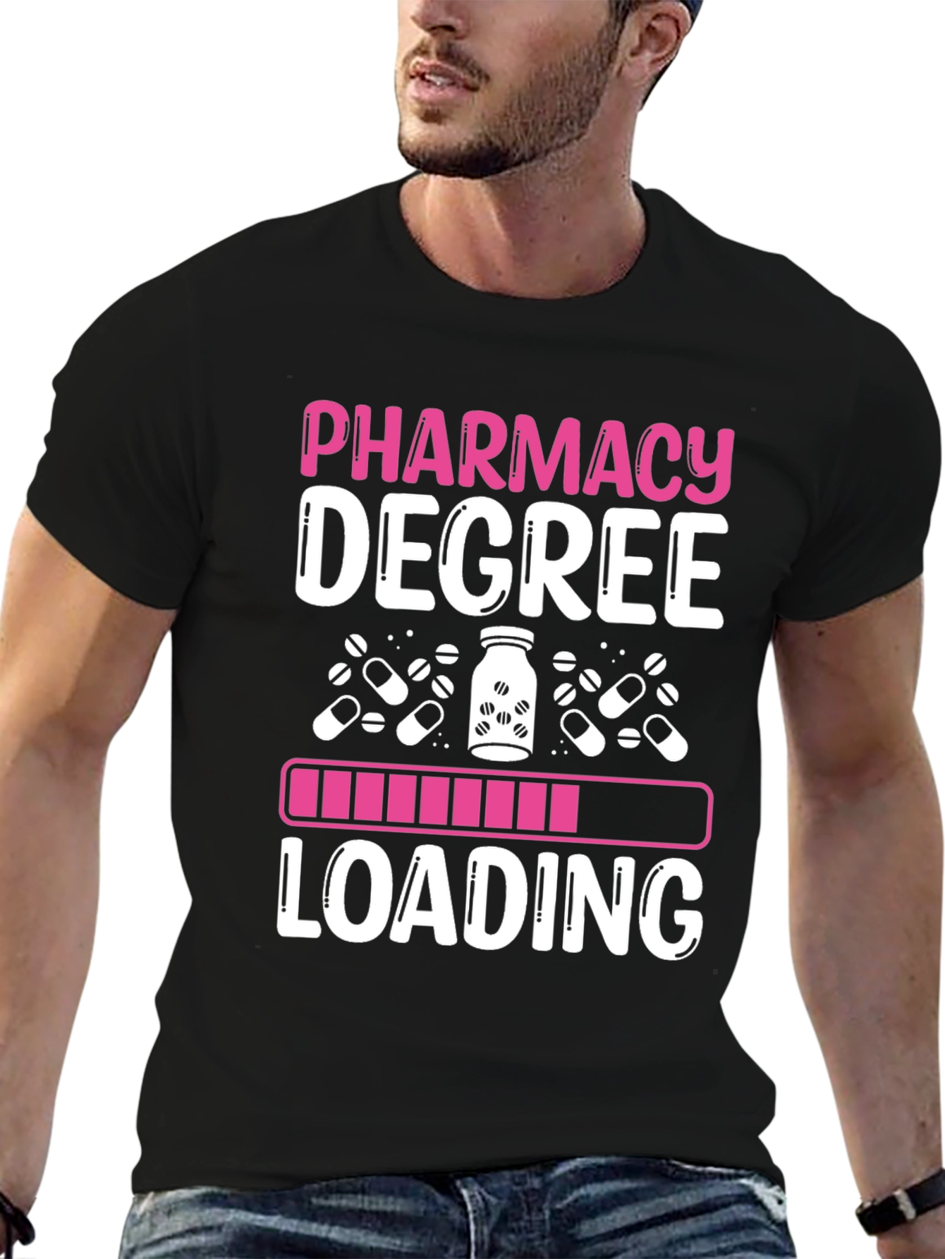 Black Pharmacy Degree Loading T-Shirt view 6