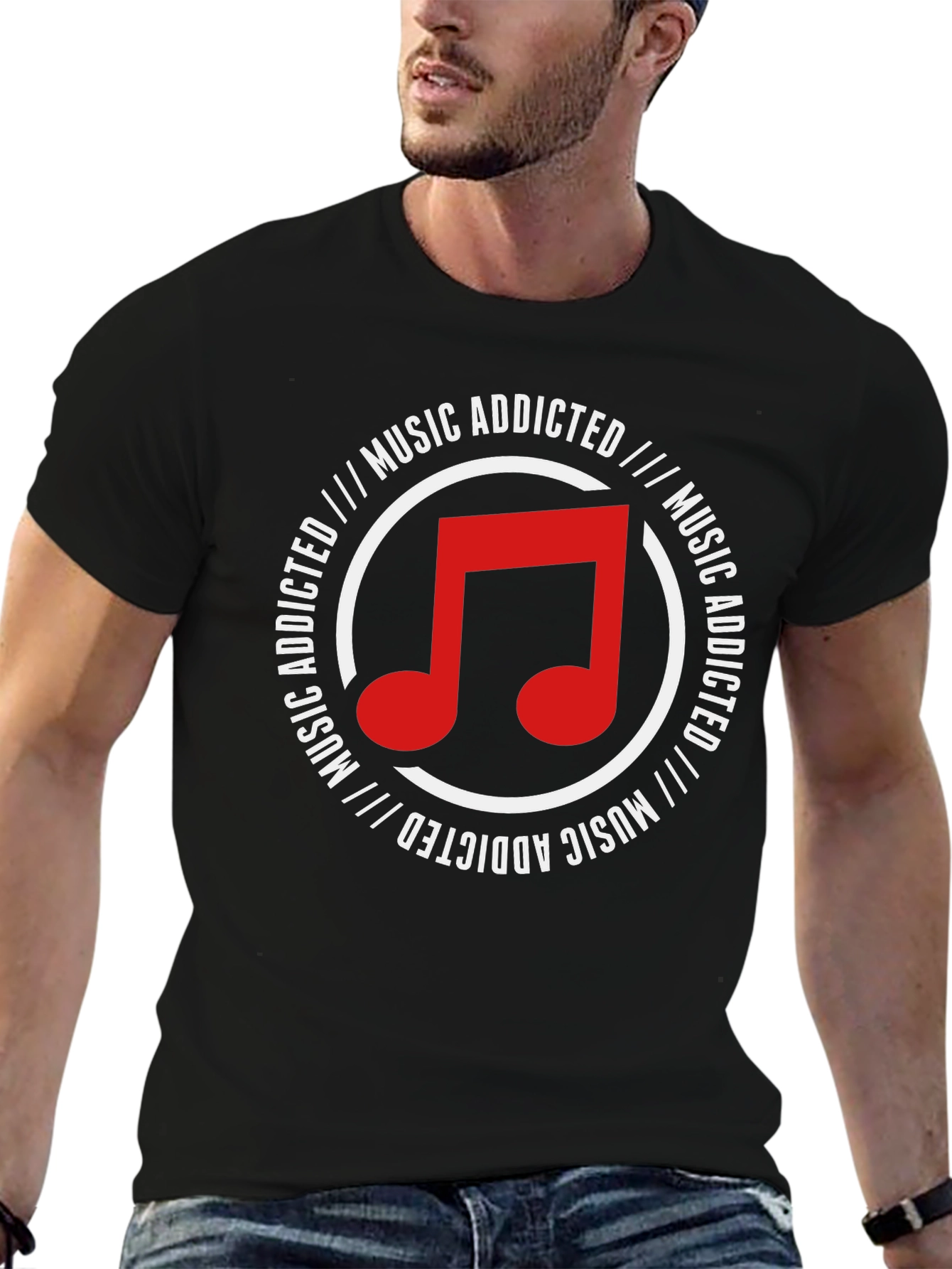 Black Music Addicted Graphic T-Shirt view 6