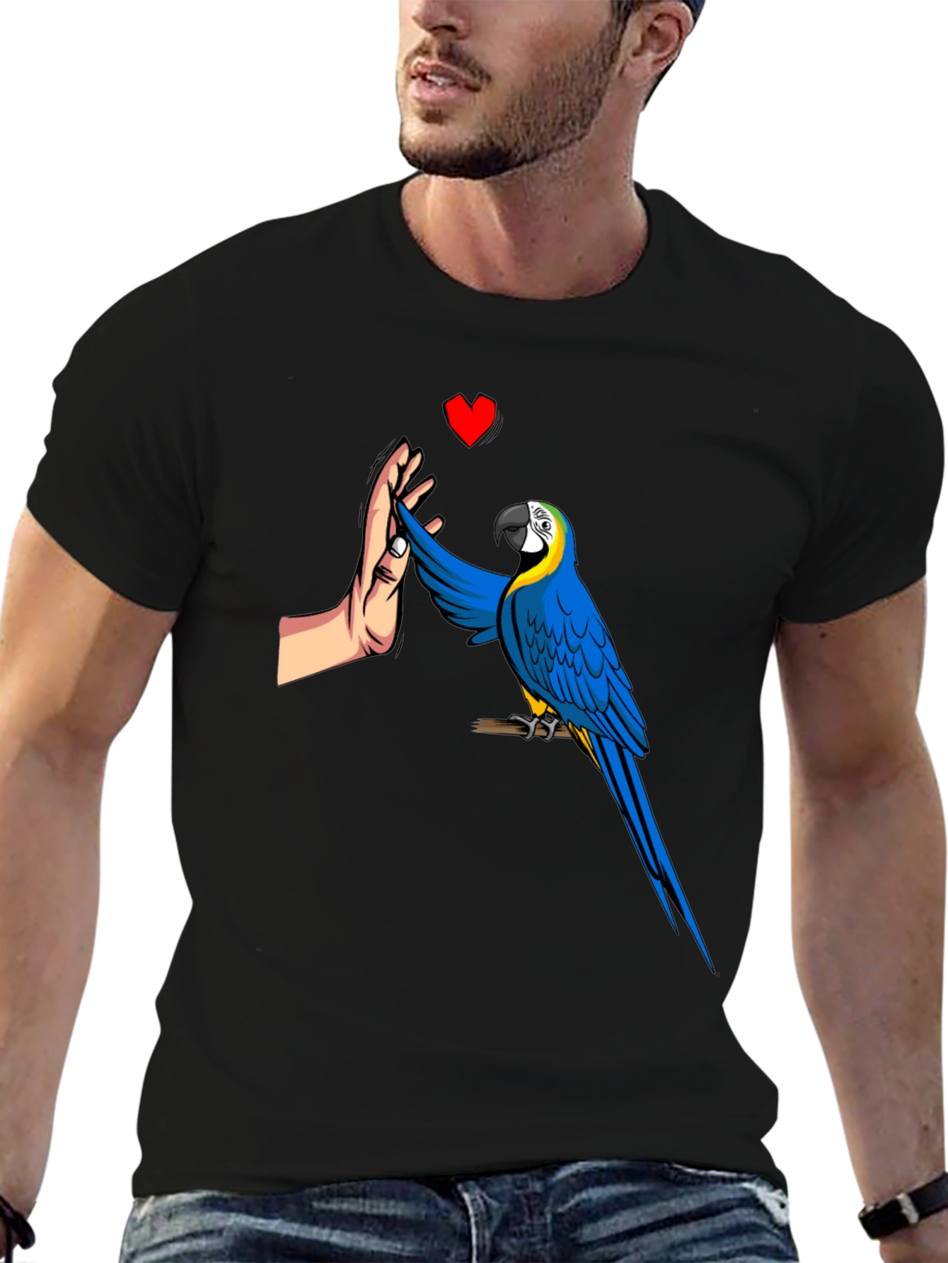 Black Parrot High Five Graphic Tee - Men's Black T-Shirt view 6