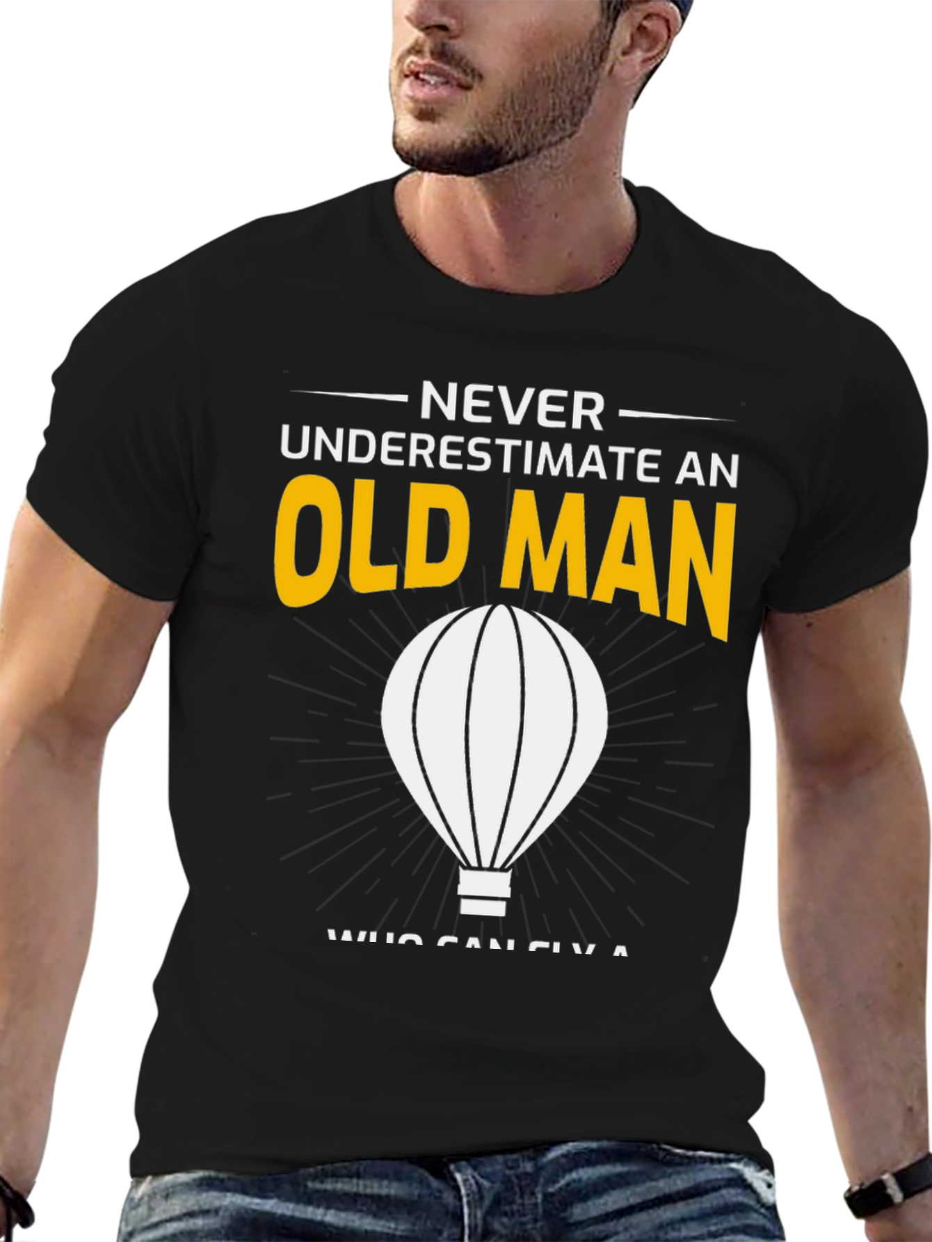 Black Never Underestimate an Old Man T-Shirt view 6