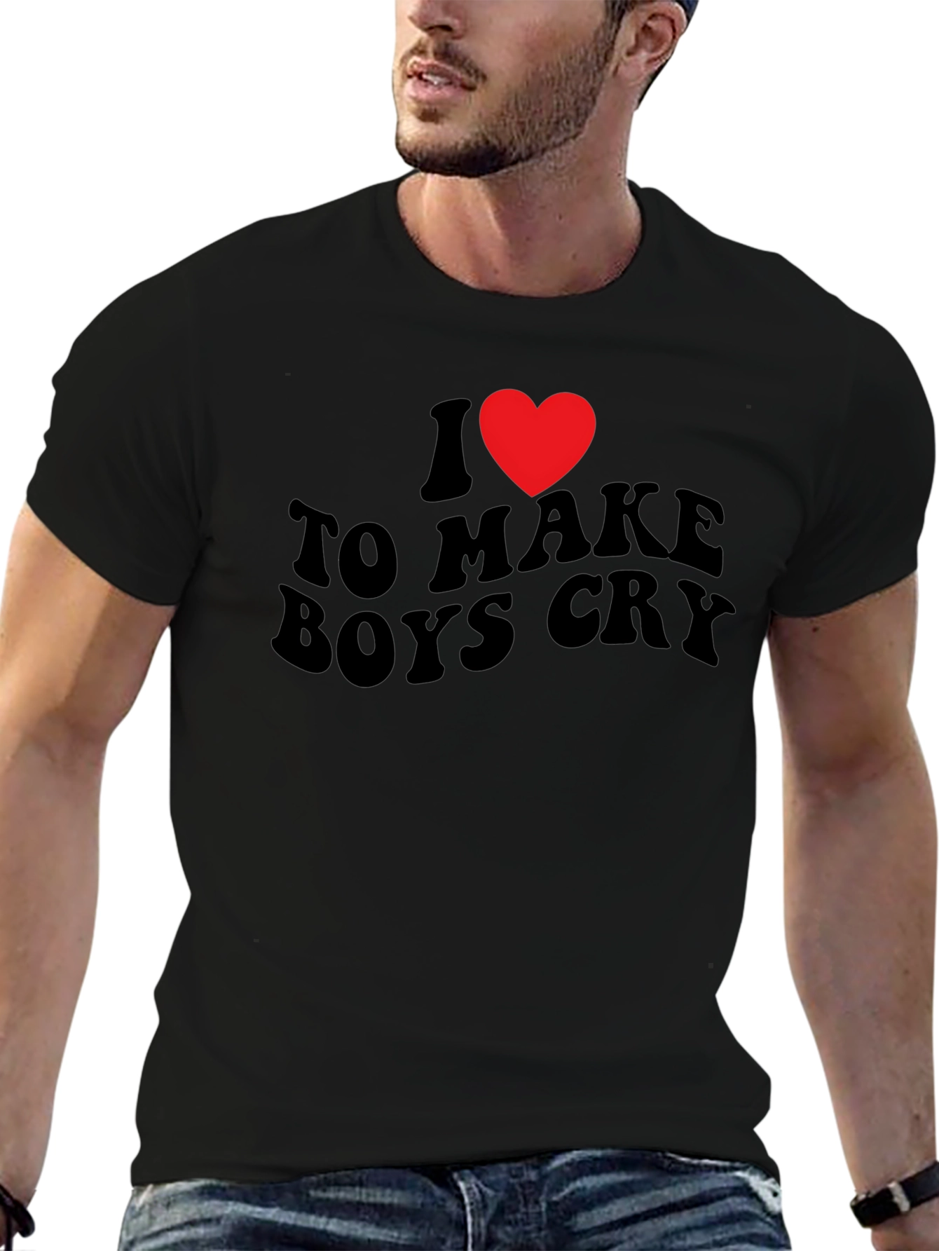 Black I Heart to Make Boys Cry T-Shirt view 6