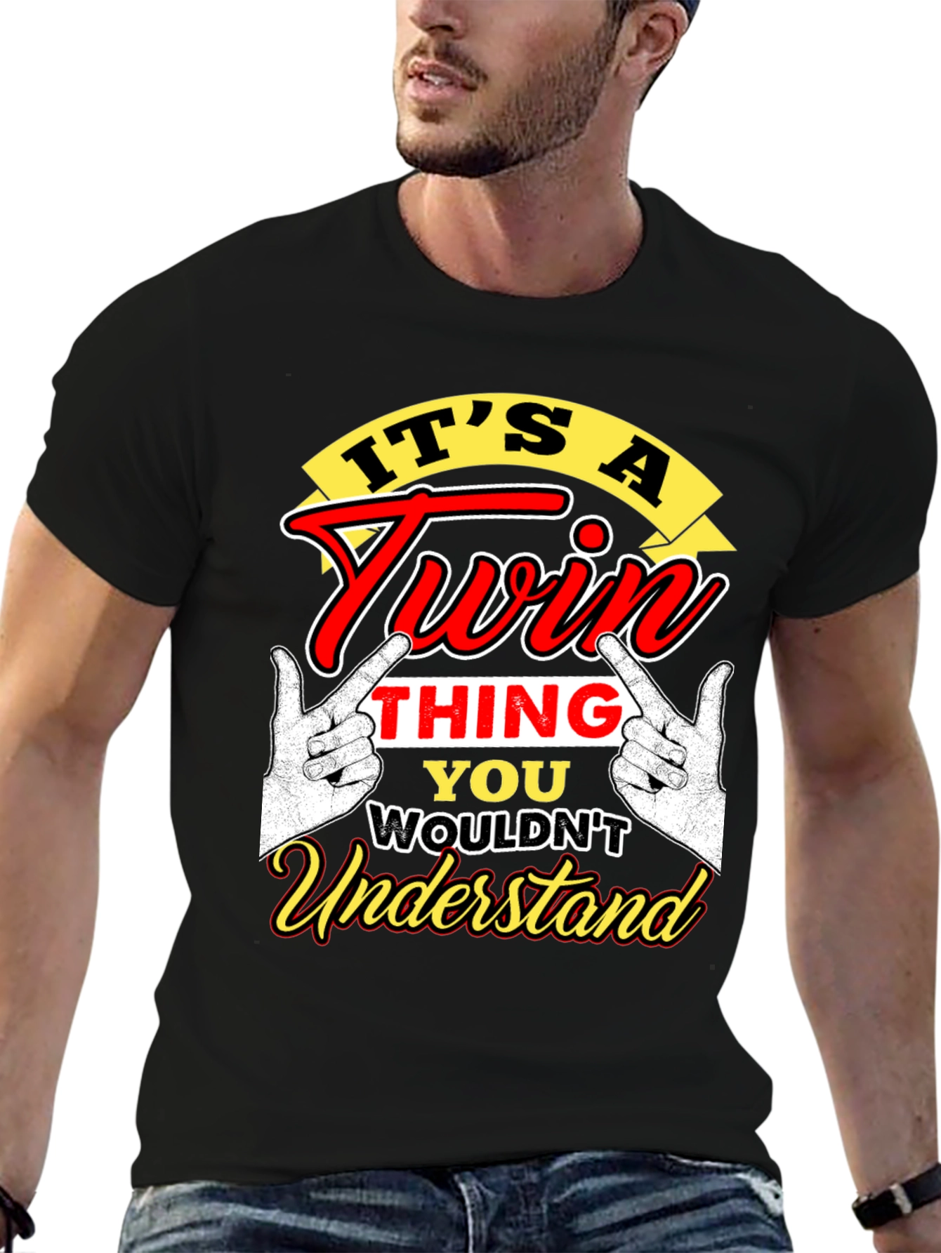Black It's a Twin Thing T-Shirt view 6