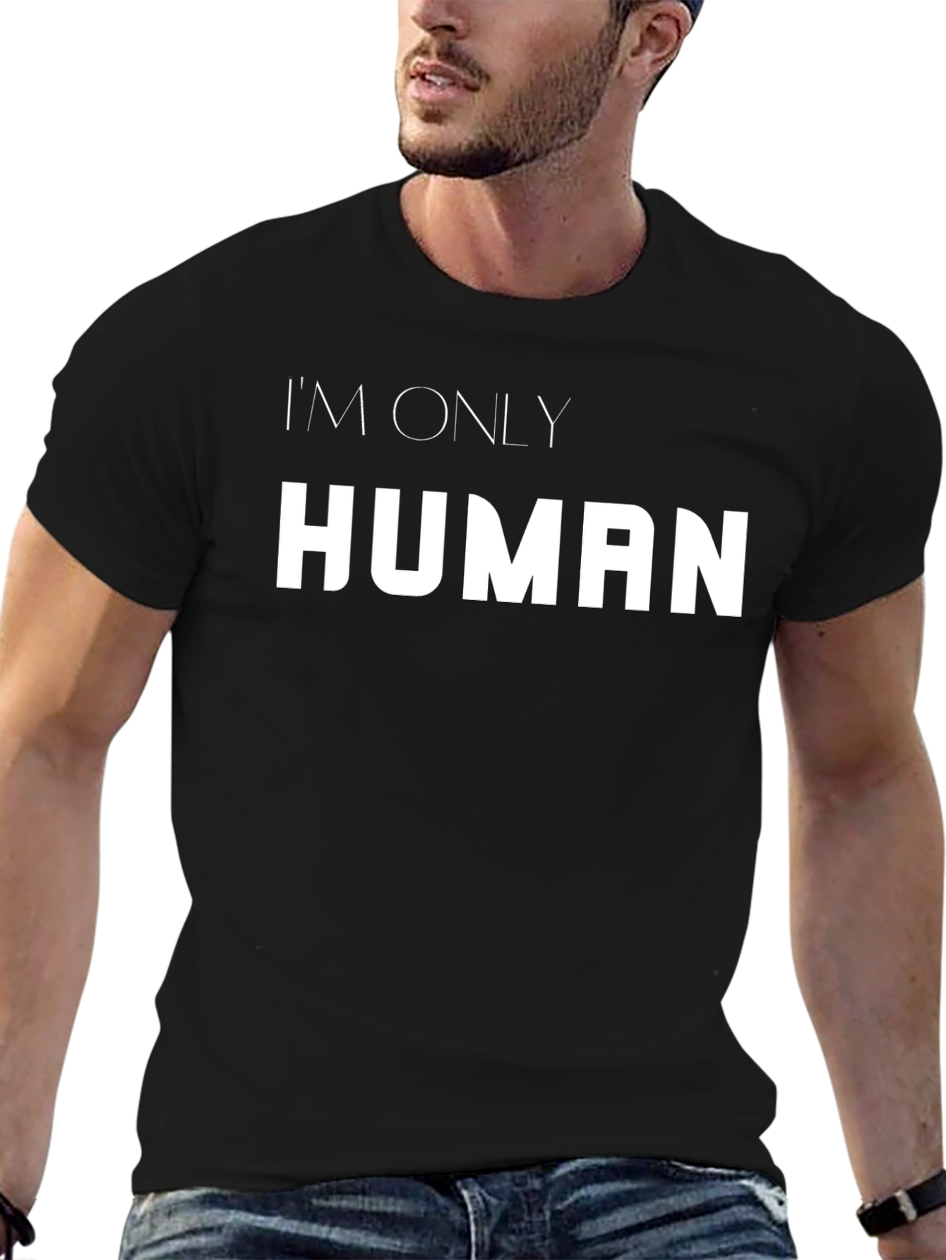 Black I'm Only Human Black Graphic Tee view 6