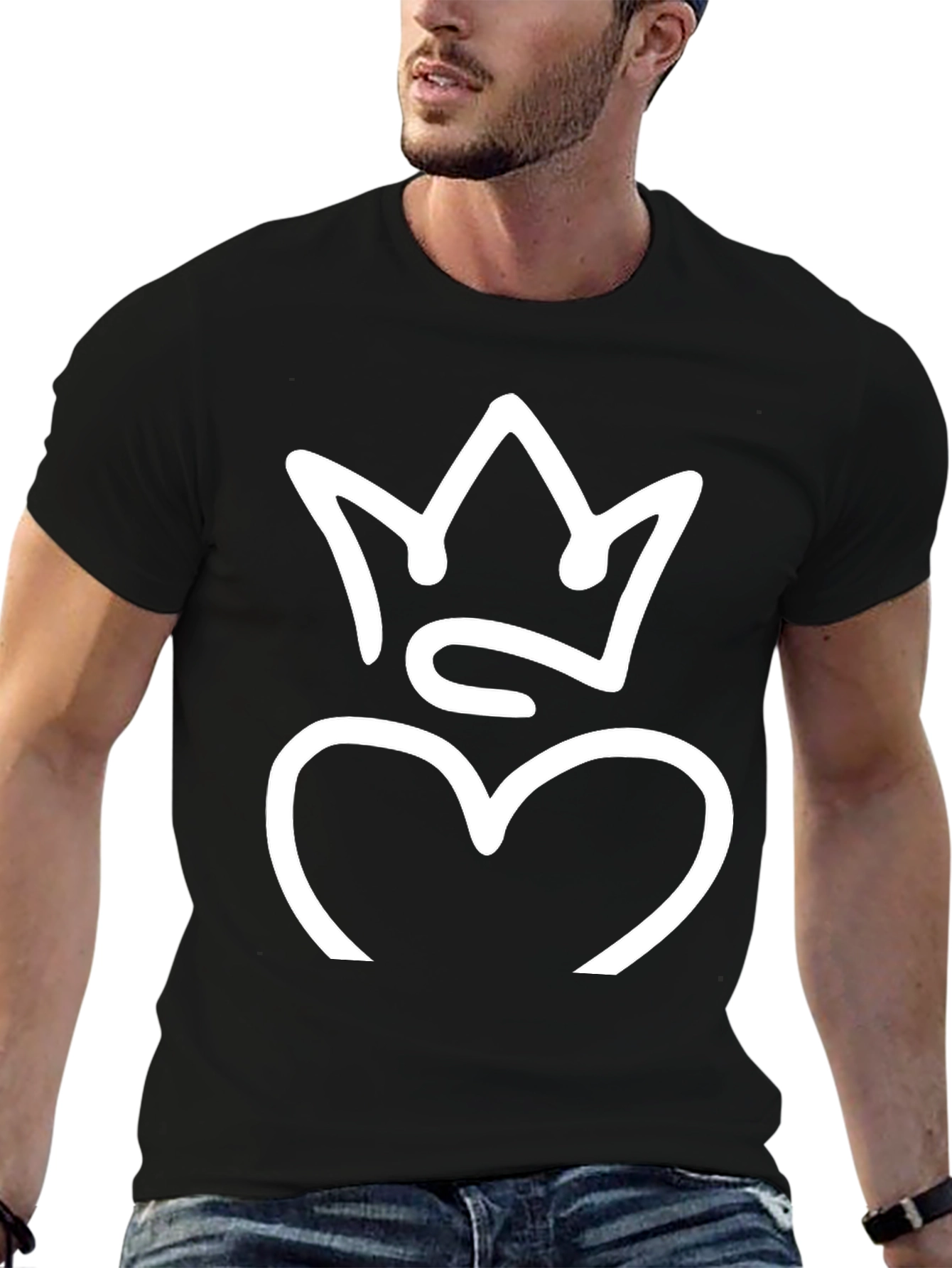 Black Crown Heart Graphic Tee - Black Cotton Blend view 6