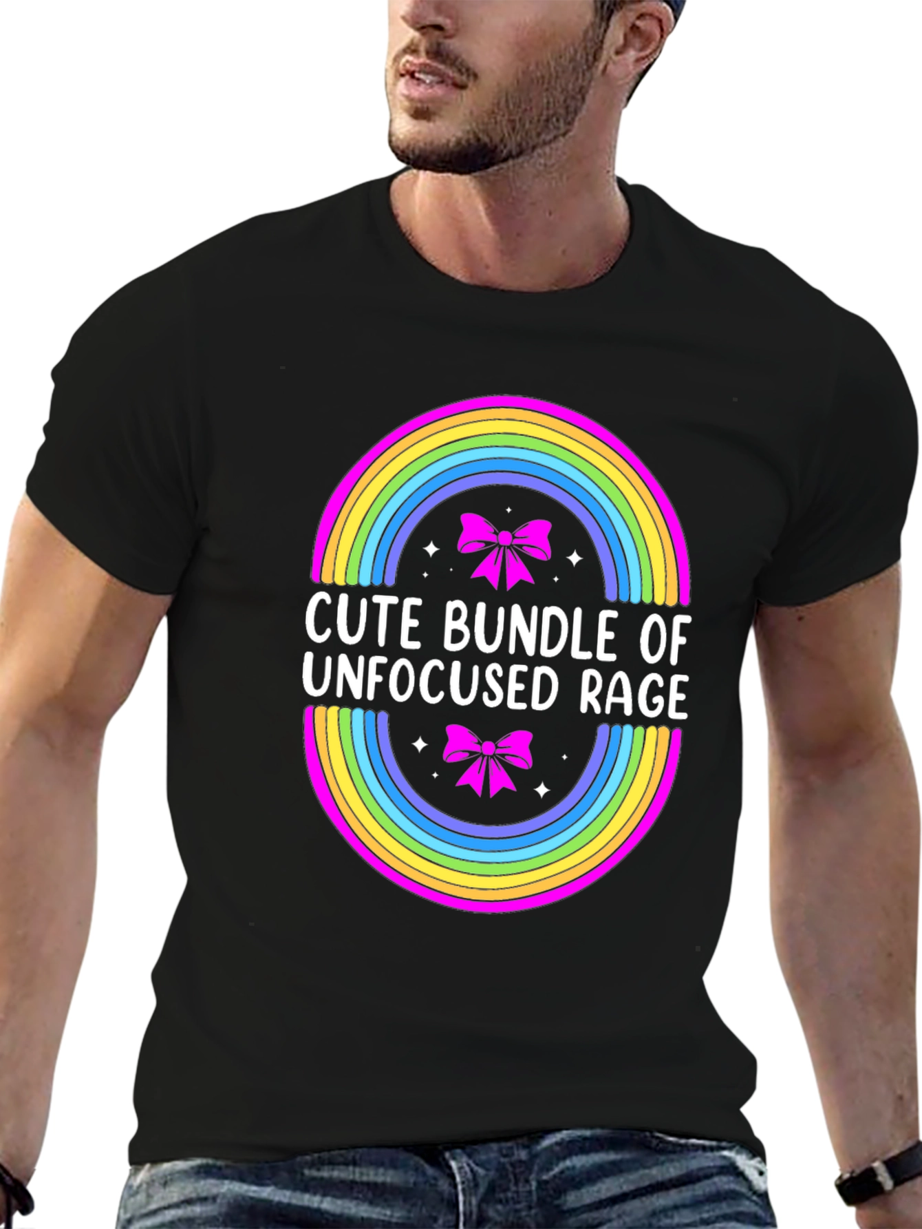 Black Cute Bundle of Unfocused Rage T-Shirt view 6