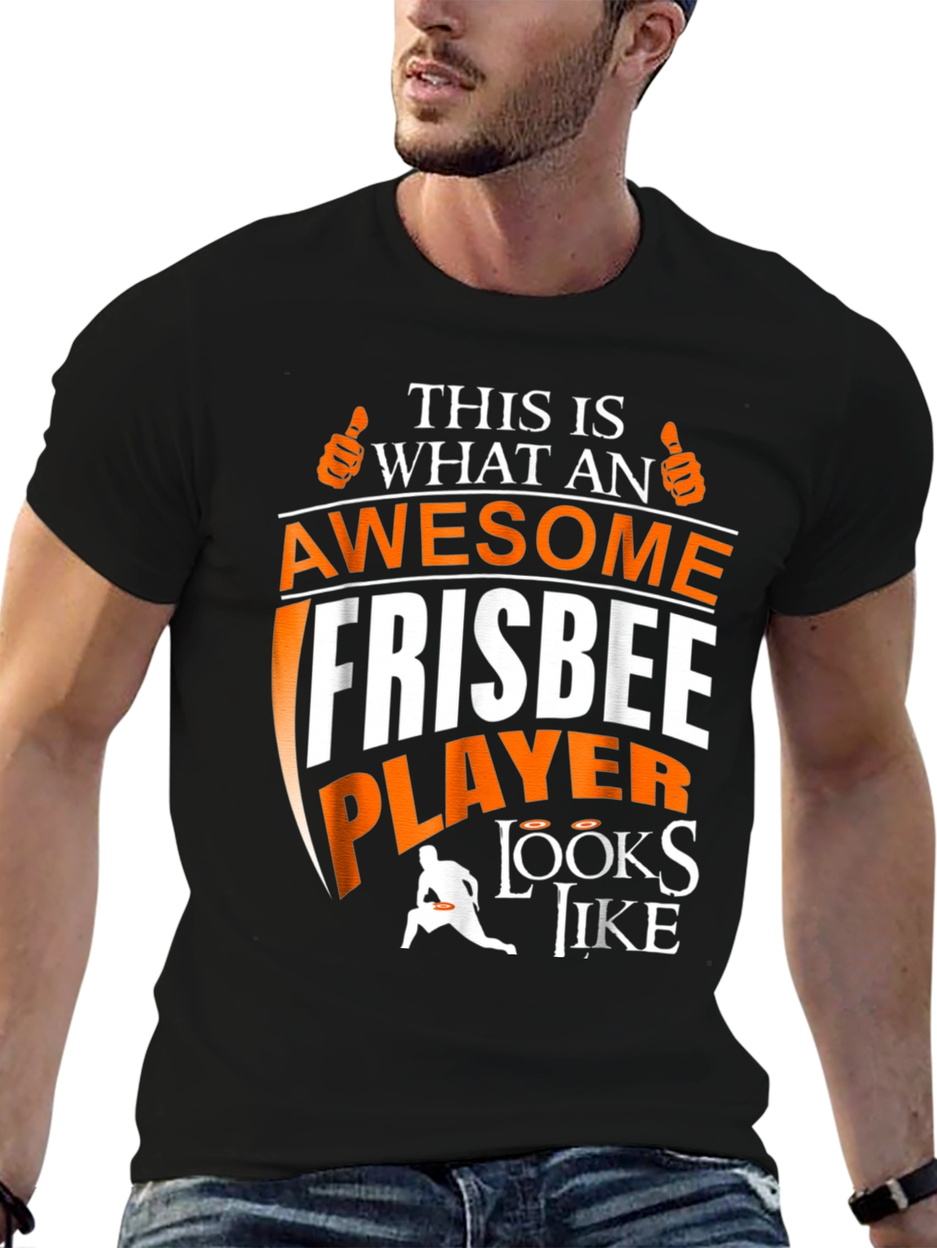 Black Awesome Frisbee Player Graphic Tee view 6