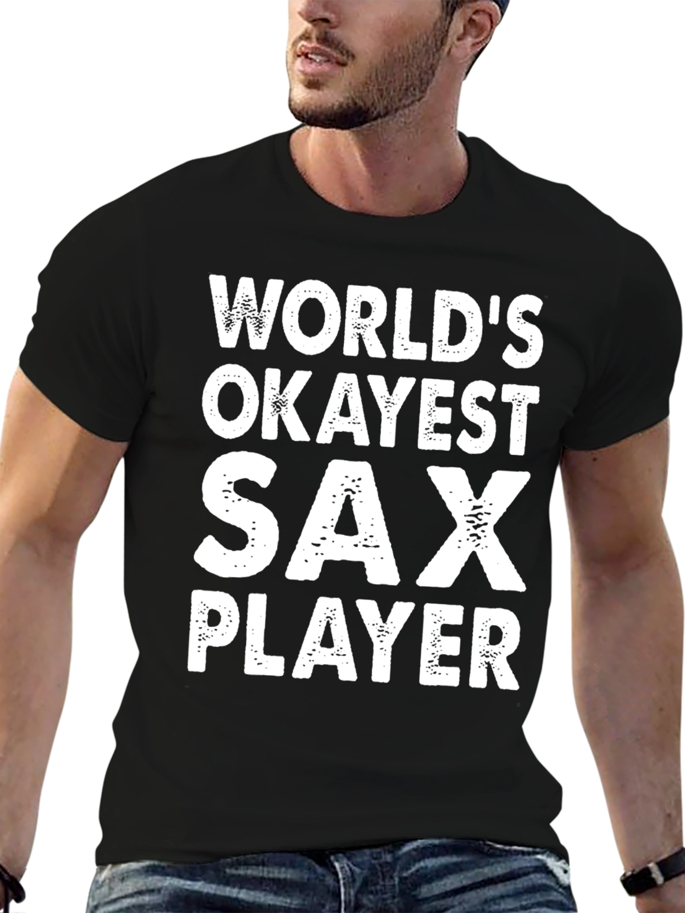 Black World's Okayest Sax Player Graphic Tee view 6