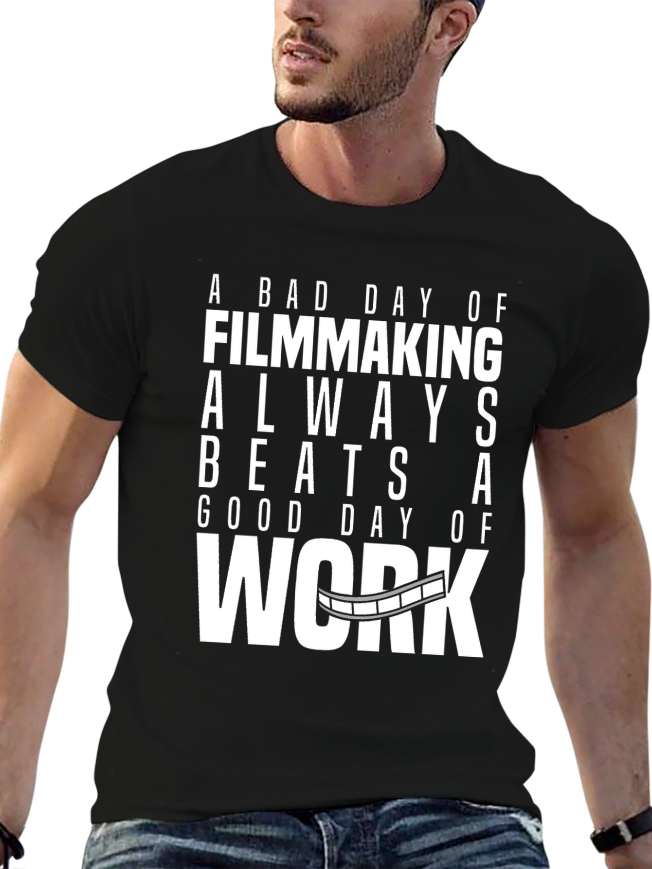 Black Filmmaking Beats Work T-Shirt - Movie Lover Gift view 6