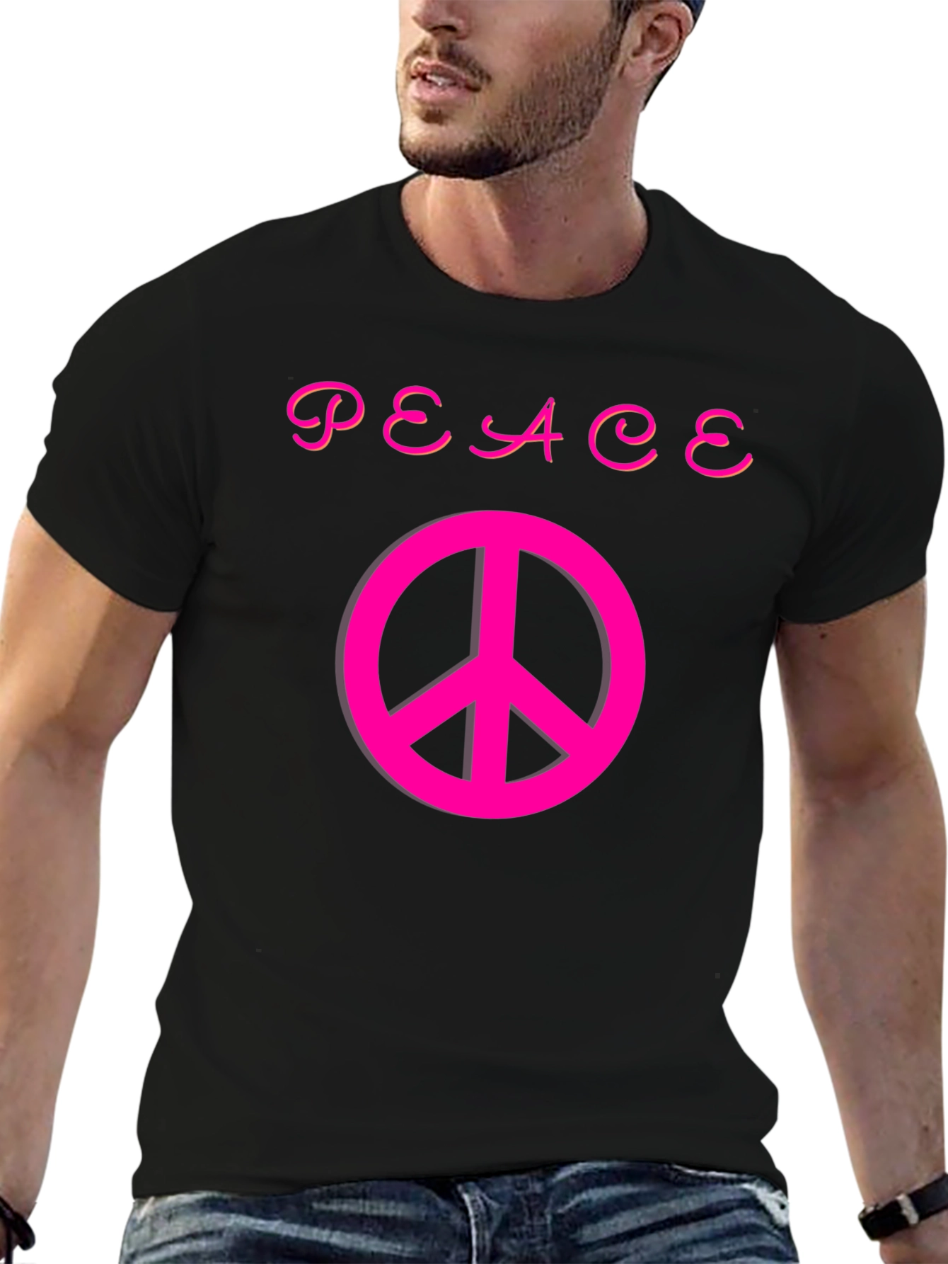 Black Peace Sign Graphic Tee - Stylish Comfort view 6