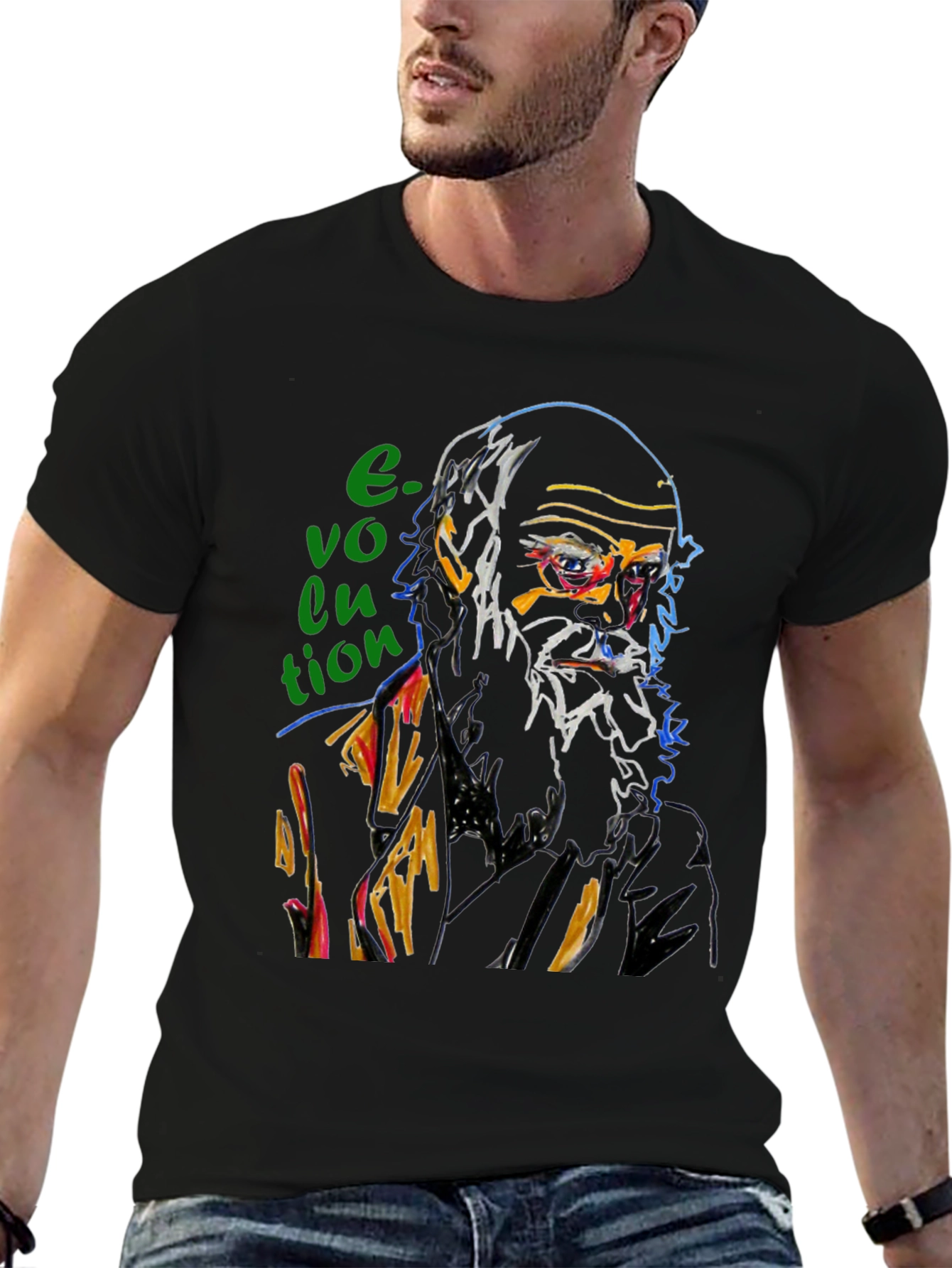 Black Evolution Graphic T-Shirt - Darwin Inspired Design view 6