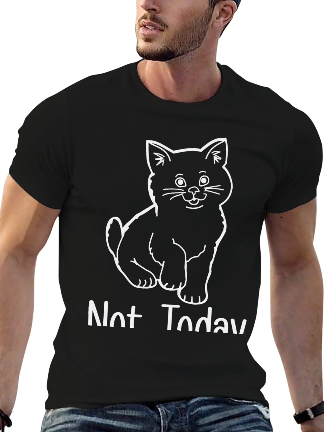 Black Not Today Cat T-Shirt - Black view 6